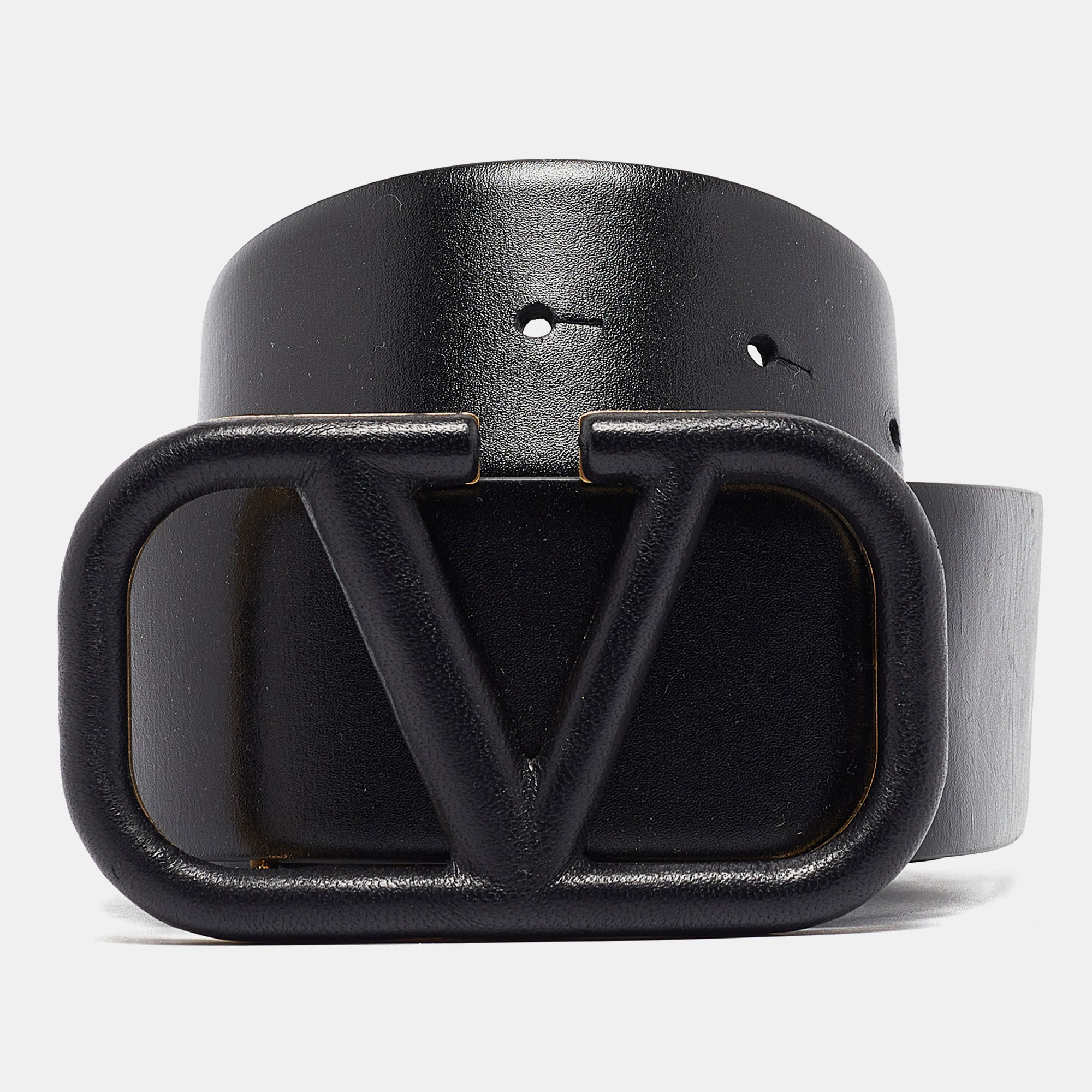 

Valentino Black Leather VLogo Waist Belt 85CM