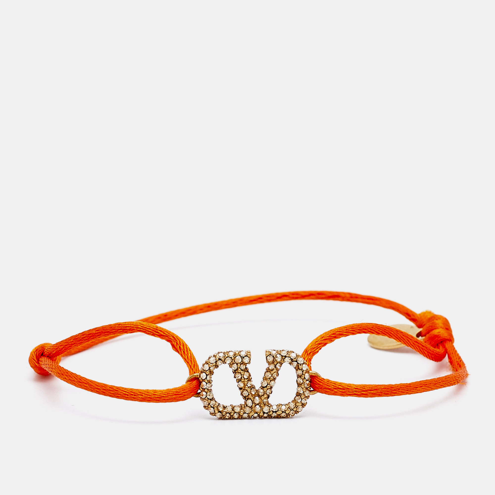 

Valentino Vlogo Crystal Gold Tone Orange Cord Bracelet