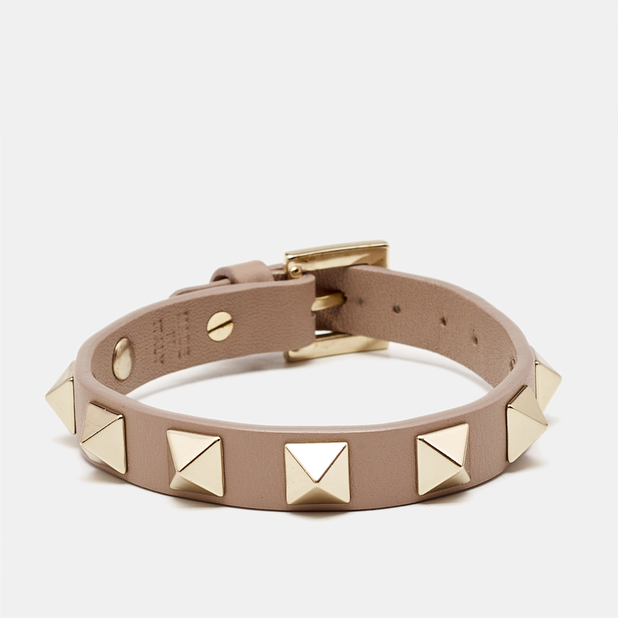 

Valentino Leather Rockstud Gold Tone Bracelet