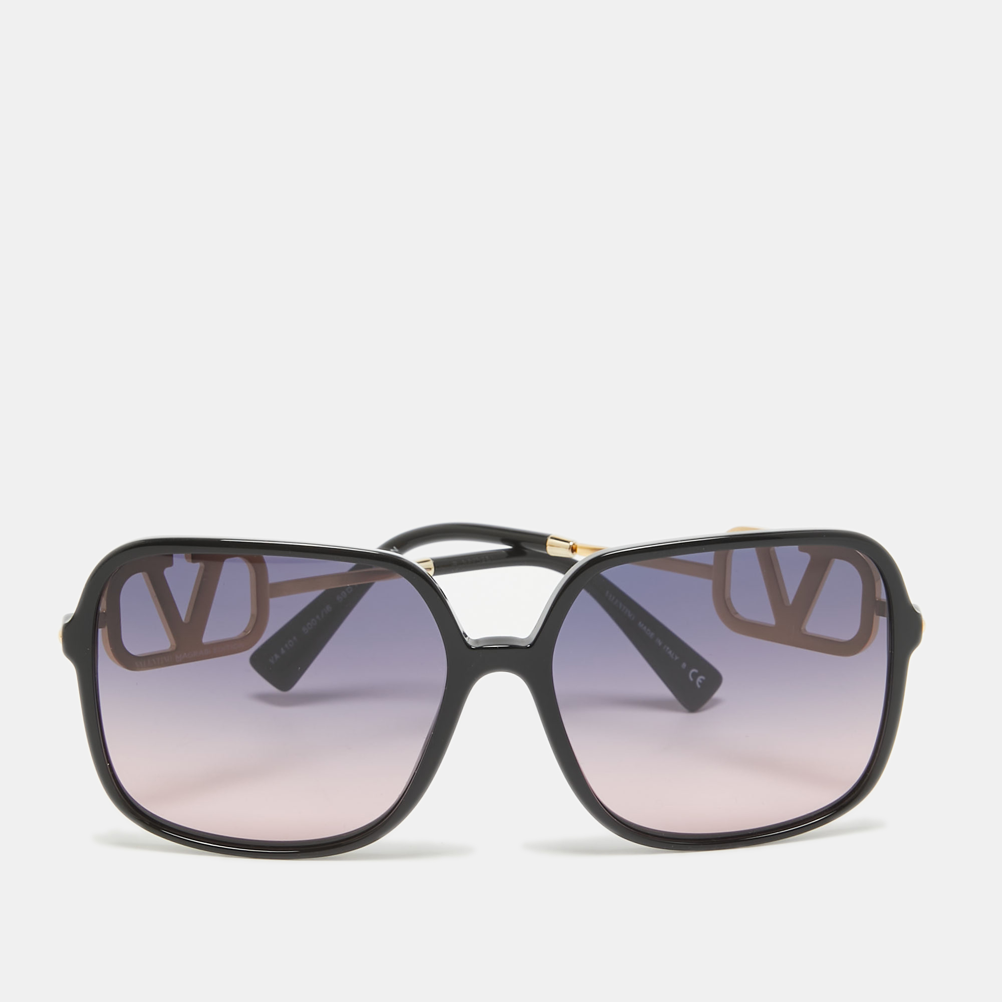 

Valentino Black/Blue Gradient VA 4101 VLogo Oversized Sunglasses