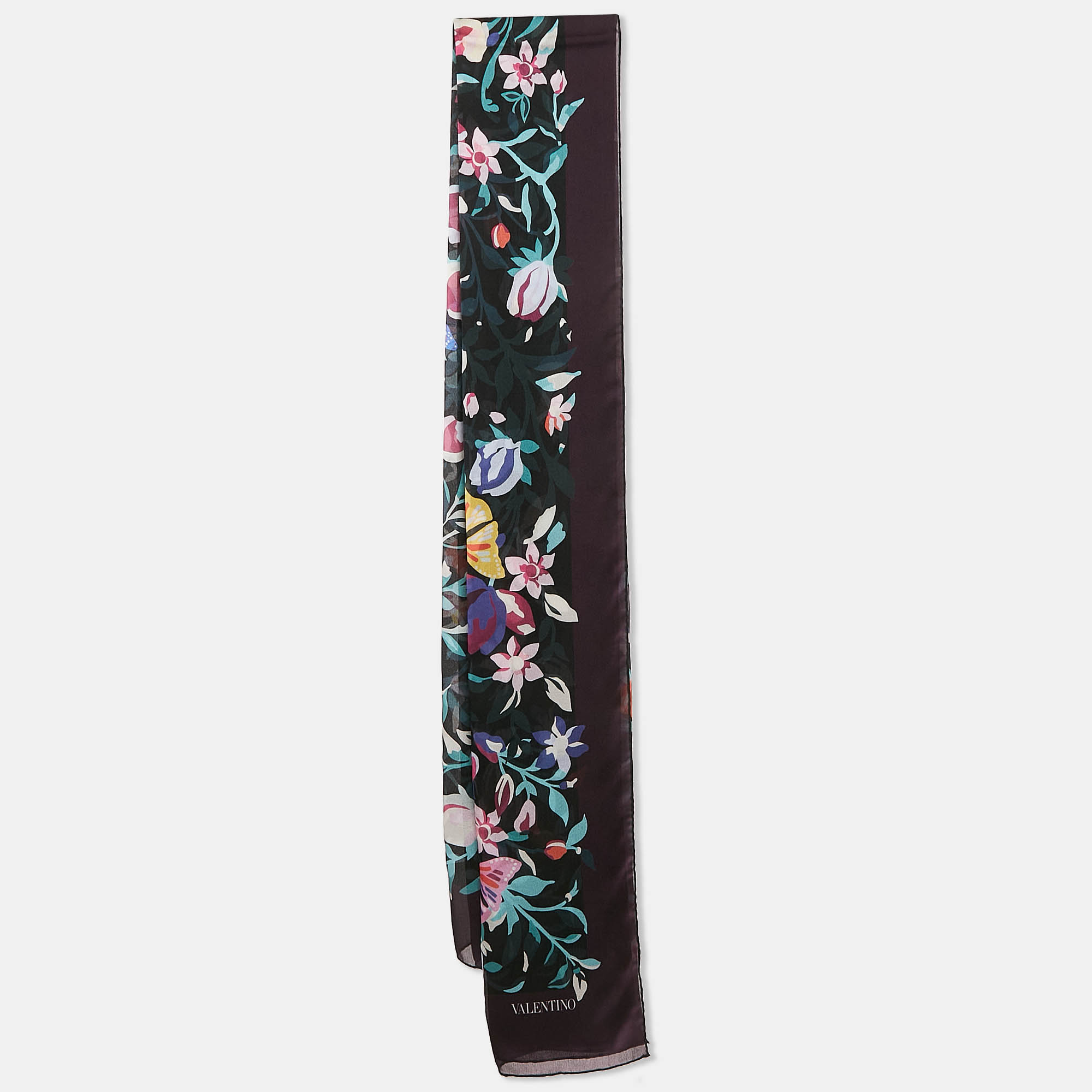 

Valentino Multicolor Floral Print Silk Scarf