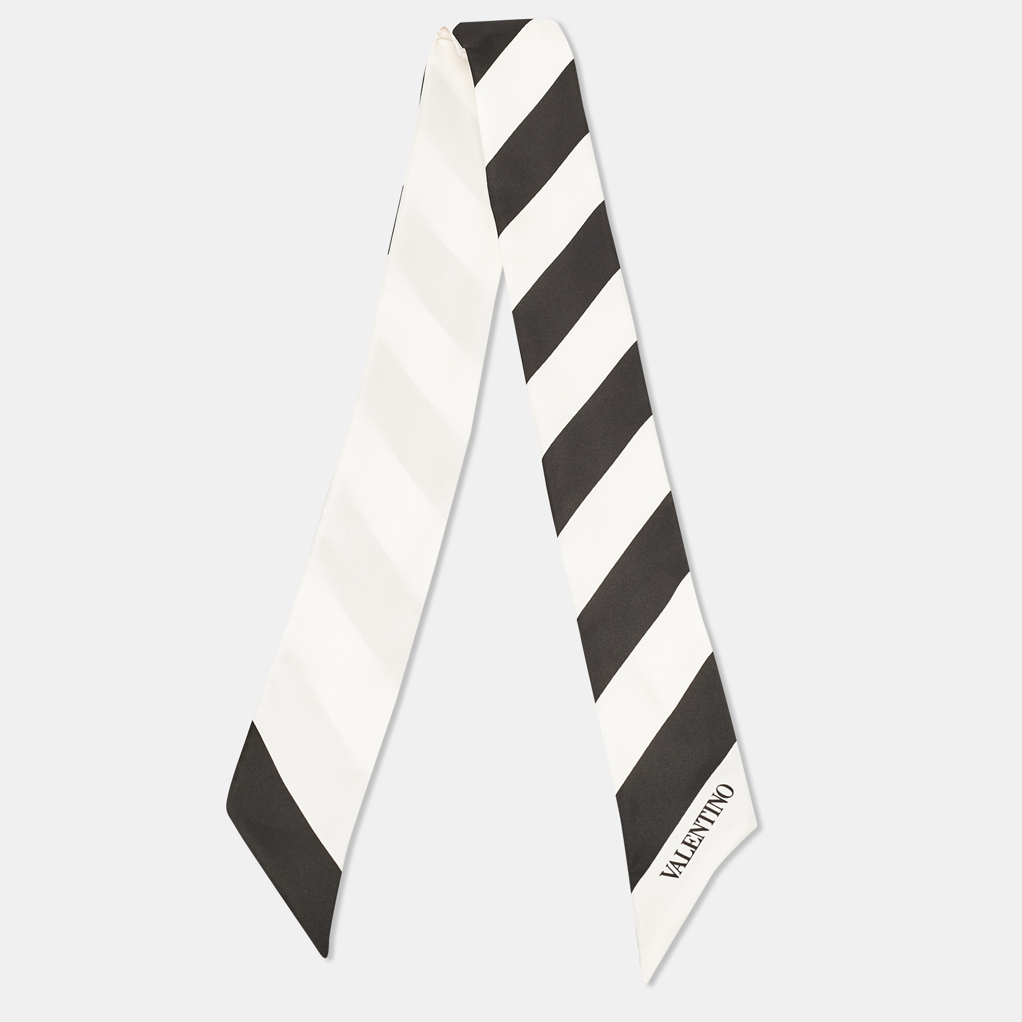 

Valentino Black/White Striped Silk Bandeau Scarf