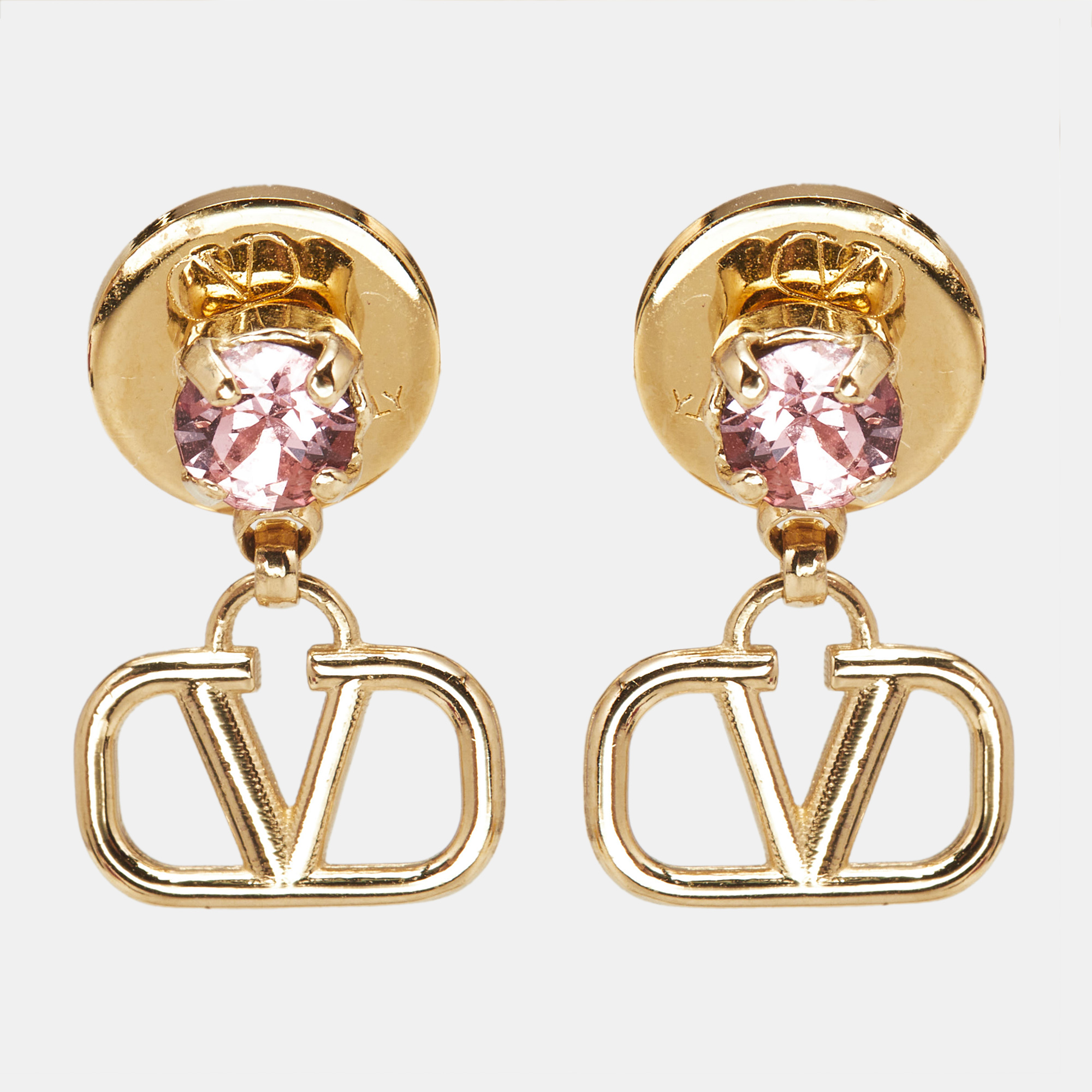 

Valentino VLogo Crystals Gold Tone Earrings