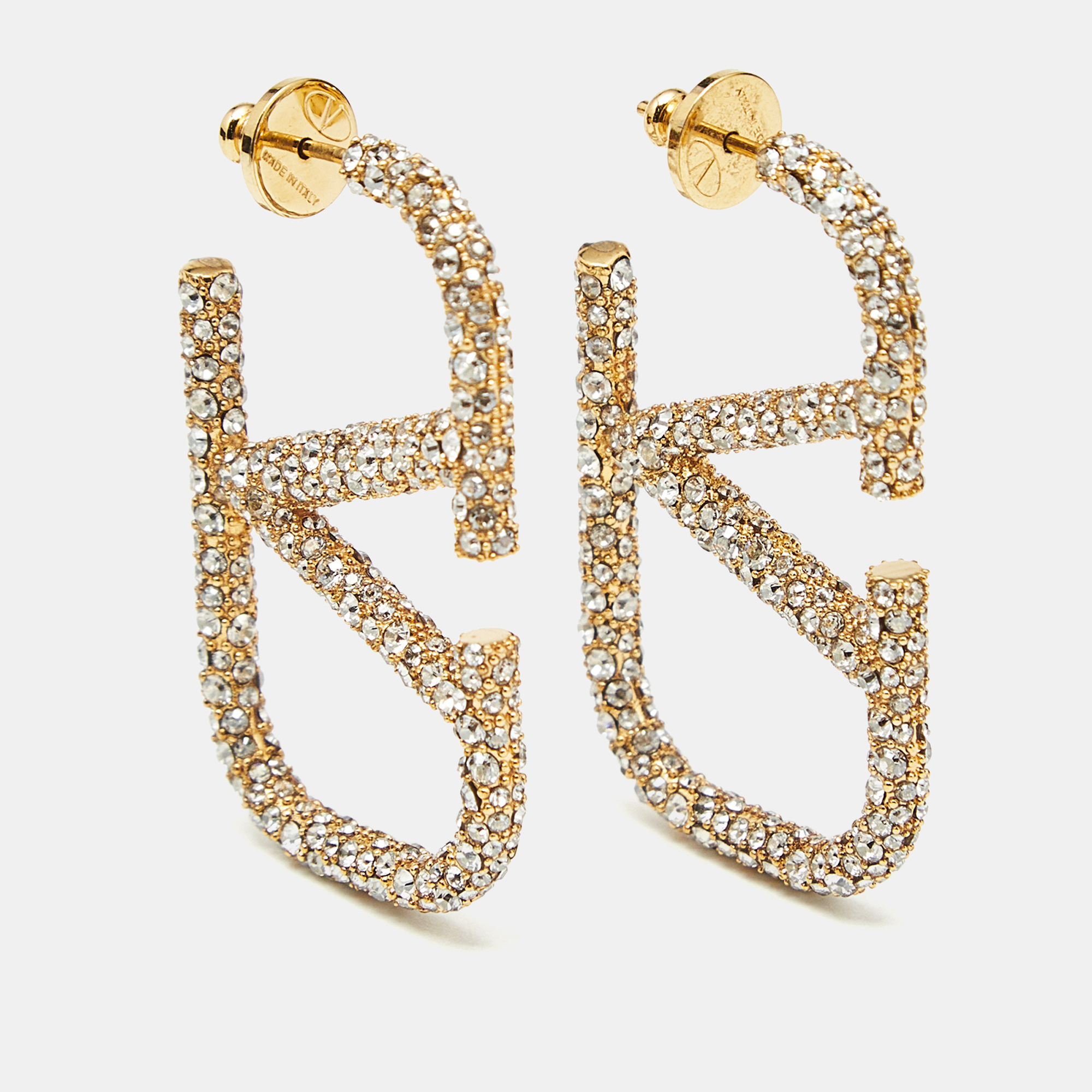 

Valentino Vlogo Crystals Gold Tone Earrings
