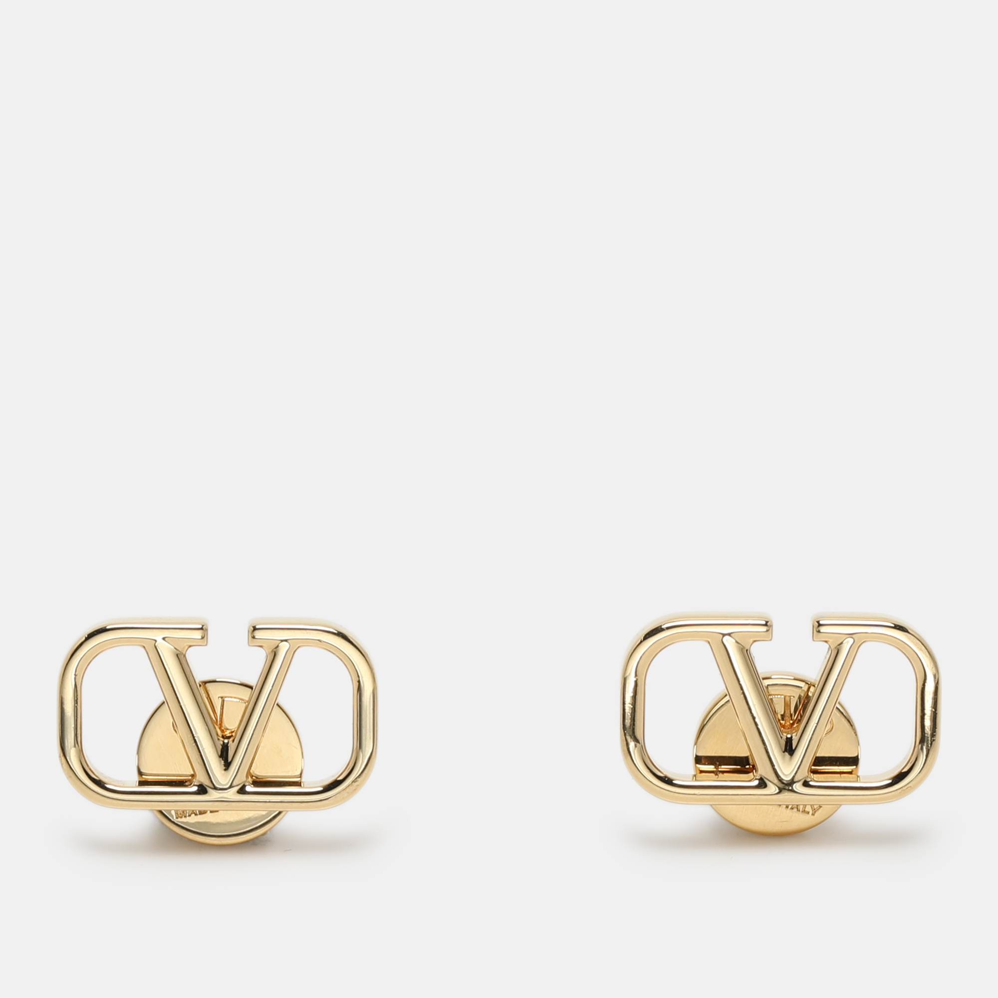 

Valentino Gold Tone Metal VLogo Stud Earrings