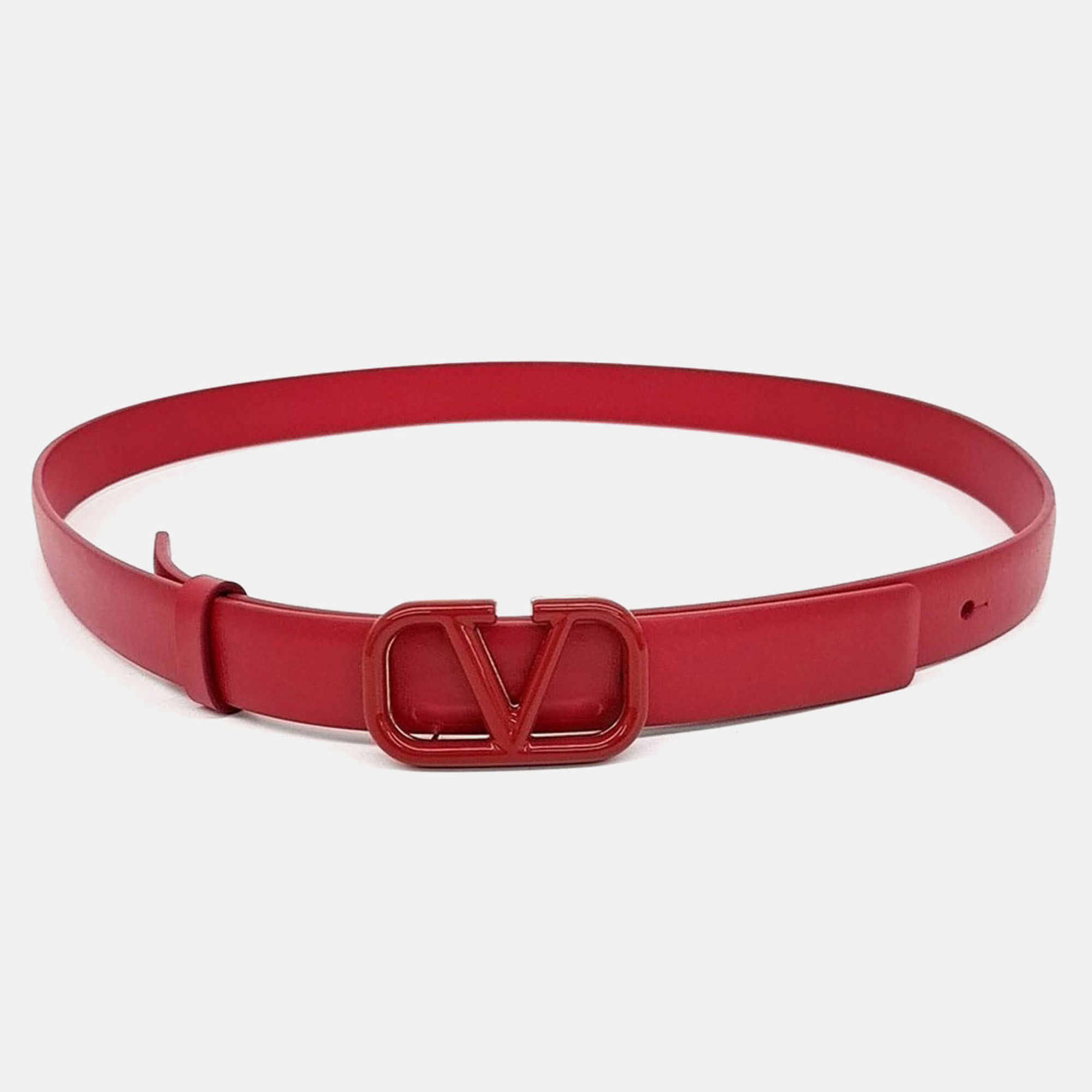 Valentino Red Leather V-logo belt