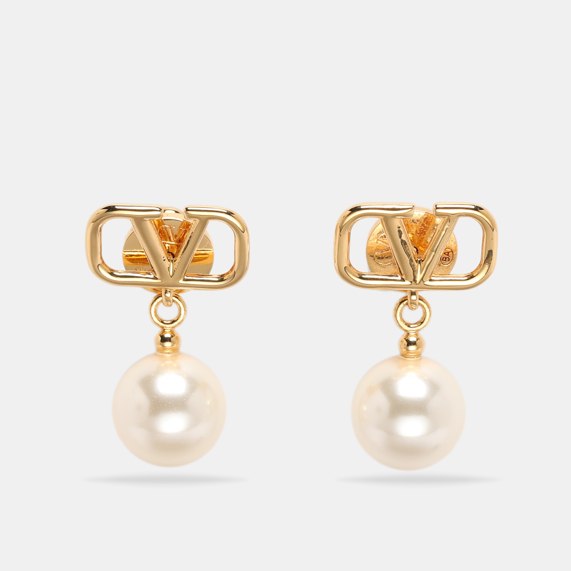 

Valentino VLogo Signature Faux Pearls Gold Tone Metal Drop Earrings