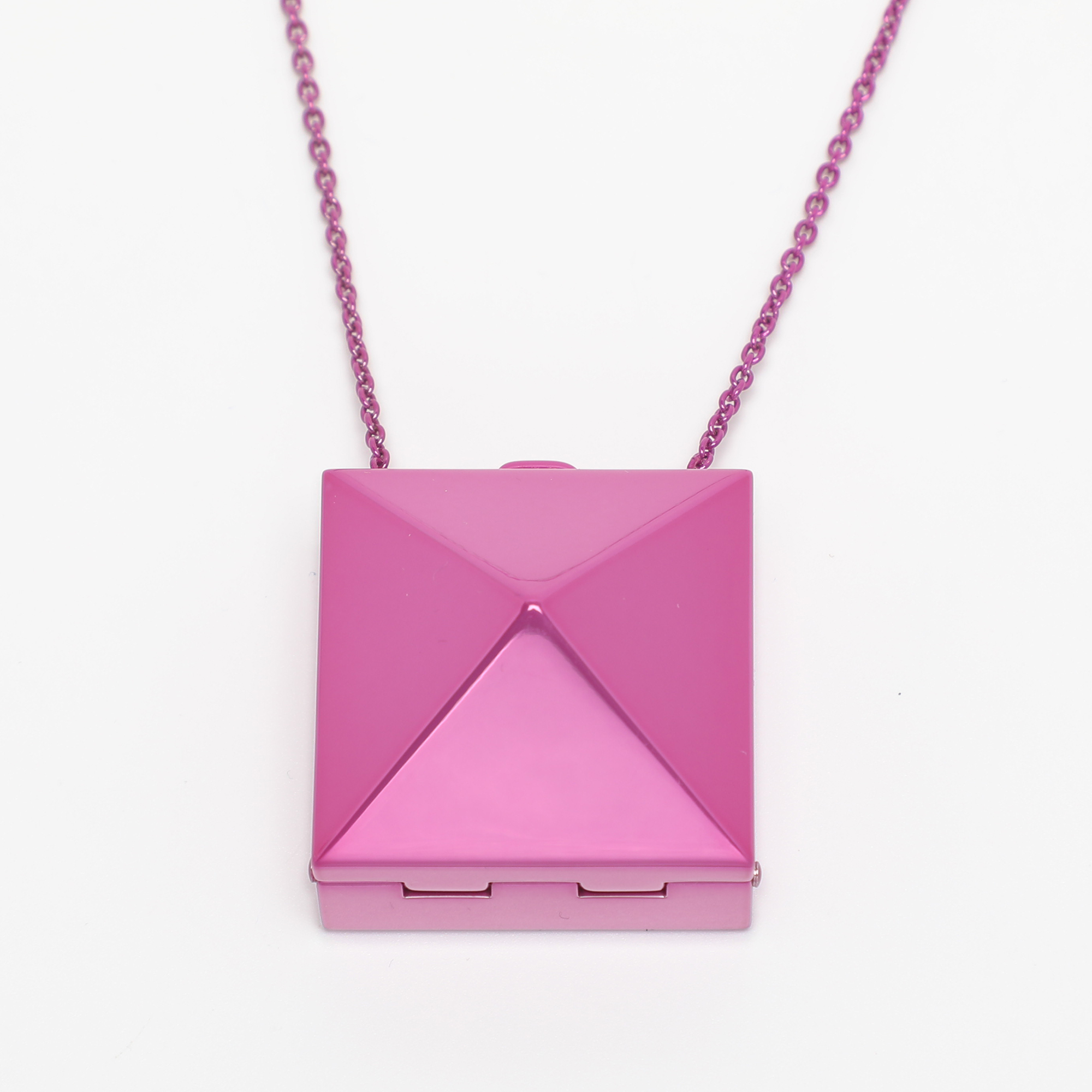 

Valentino Purple Pink Rockstud Mirror Box Pendant Chain Necklace