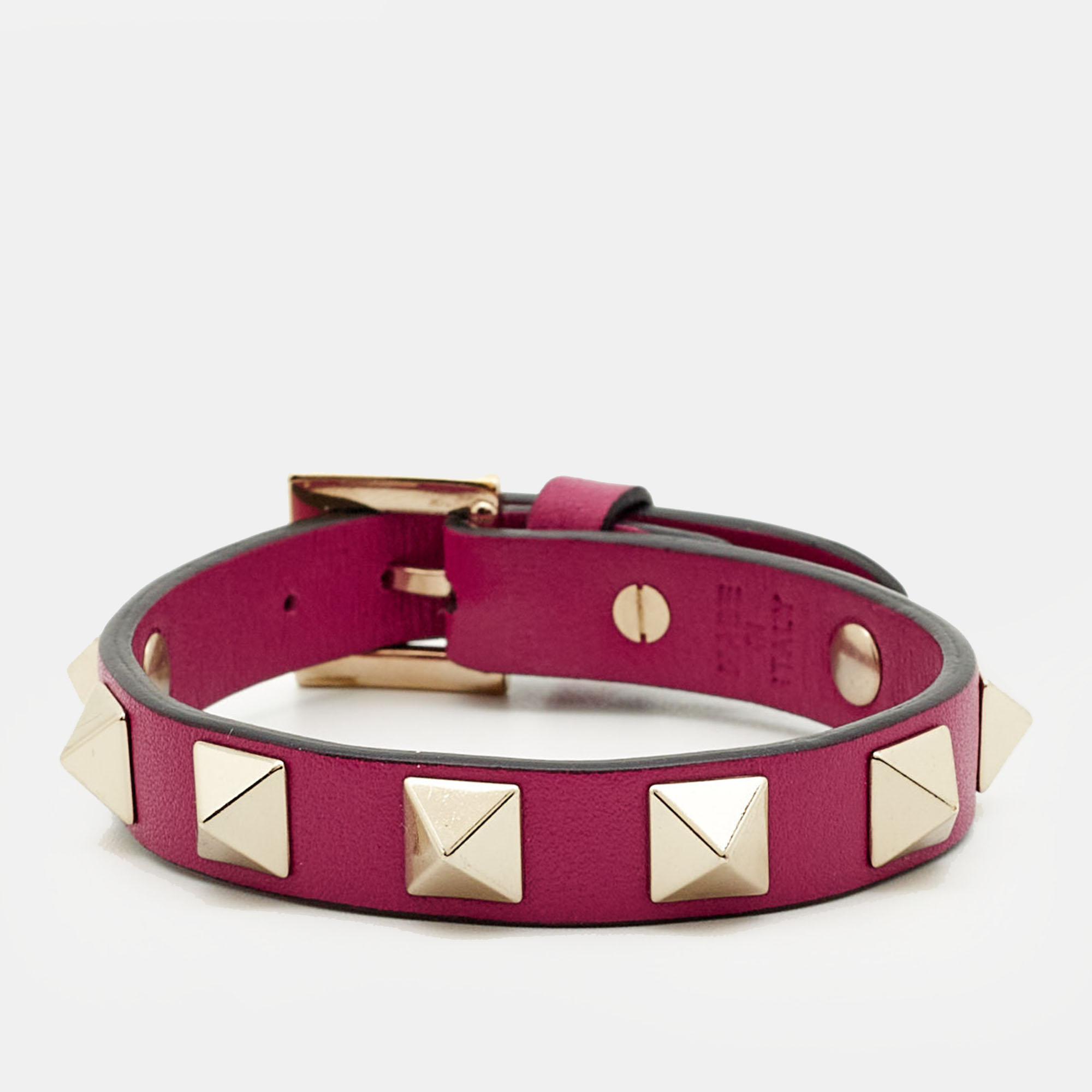

Valentino Rockstud Leather Gold Tone Wrap Bracelet