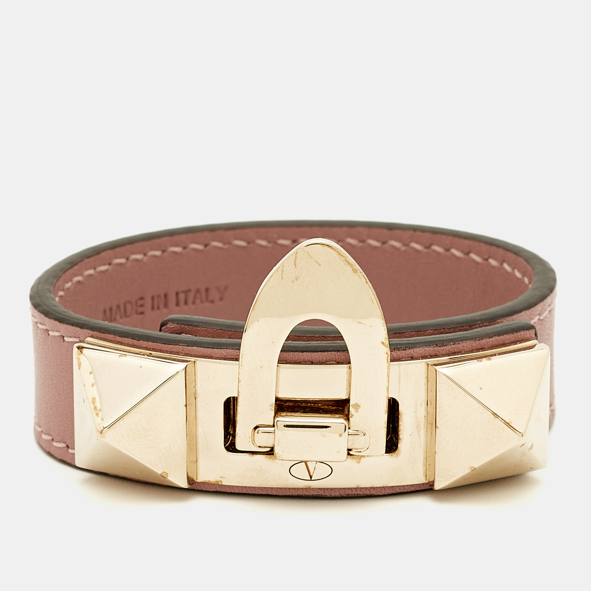 

Valentino Rockstud Leather Gold Tone Bracelet