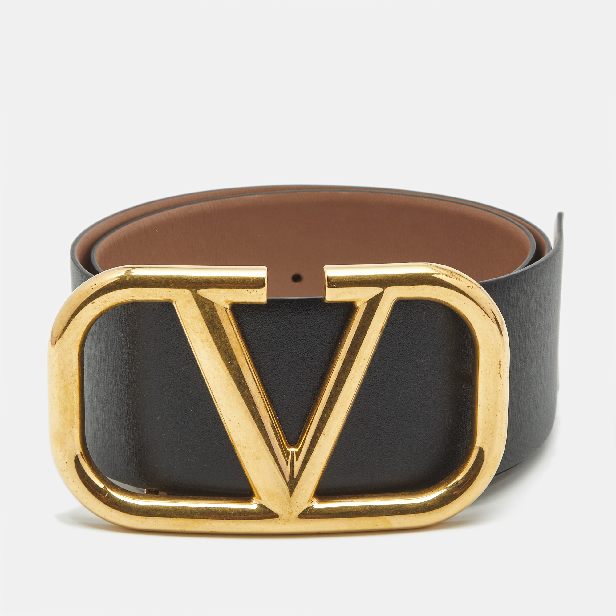 

Valentino VLogo  Reversible Waist Belt Black/Dusty Pink Leather
