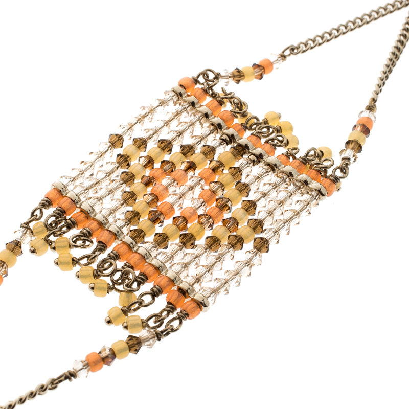 

Valentino Multicolor Geometric Beaded Gold Tone Bracelet