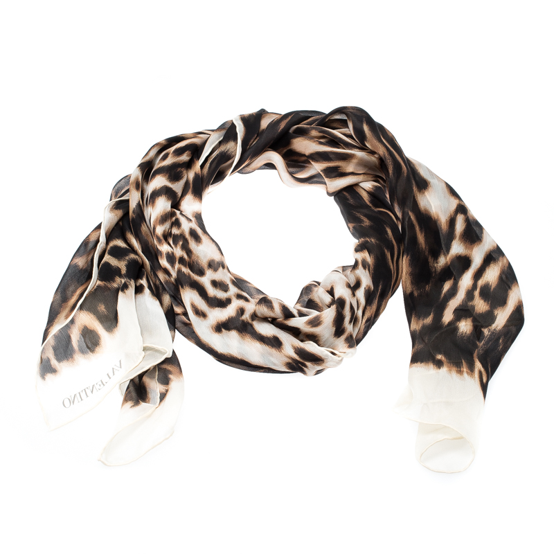 

Valentino Brown Leopard Print Silk Chiffon Stole