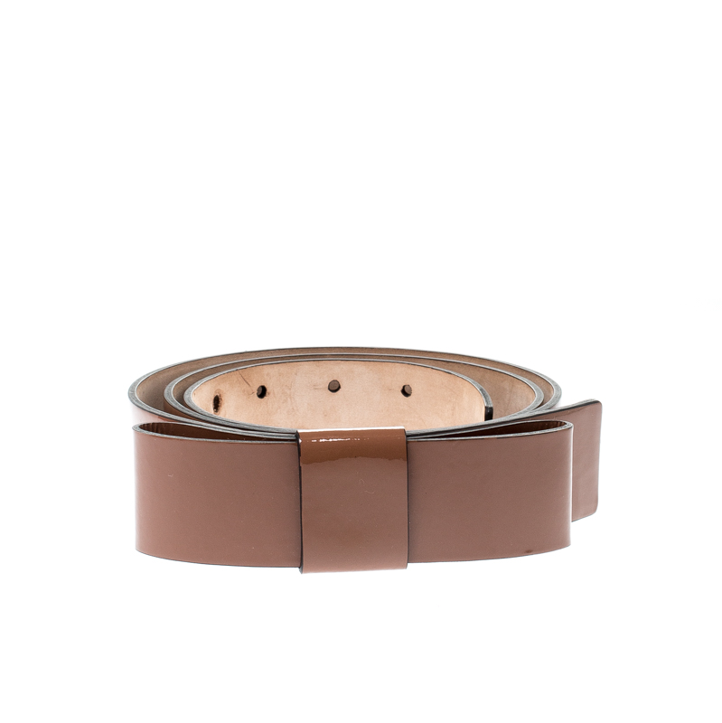 

Valentino Dark Beige Patent Leather Bow Belt