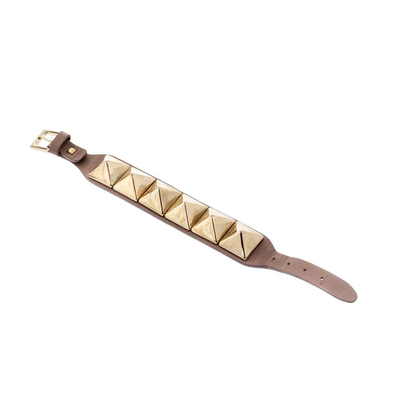 

Valentino Rockstud Gold Tone Leather Bracelet