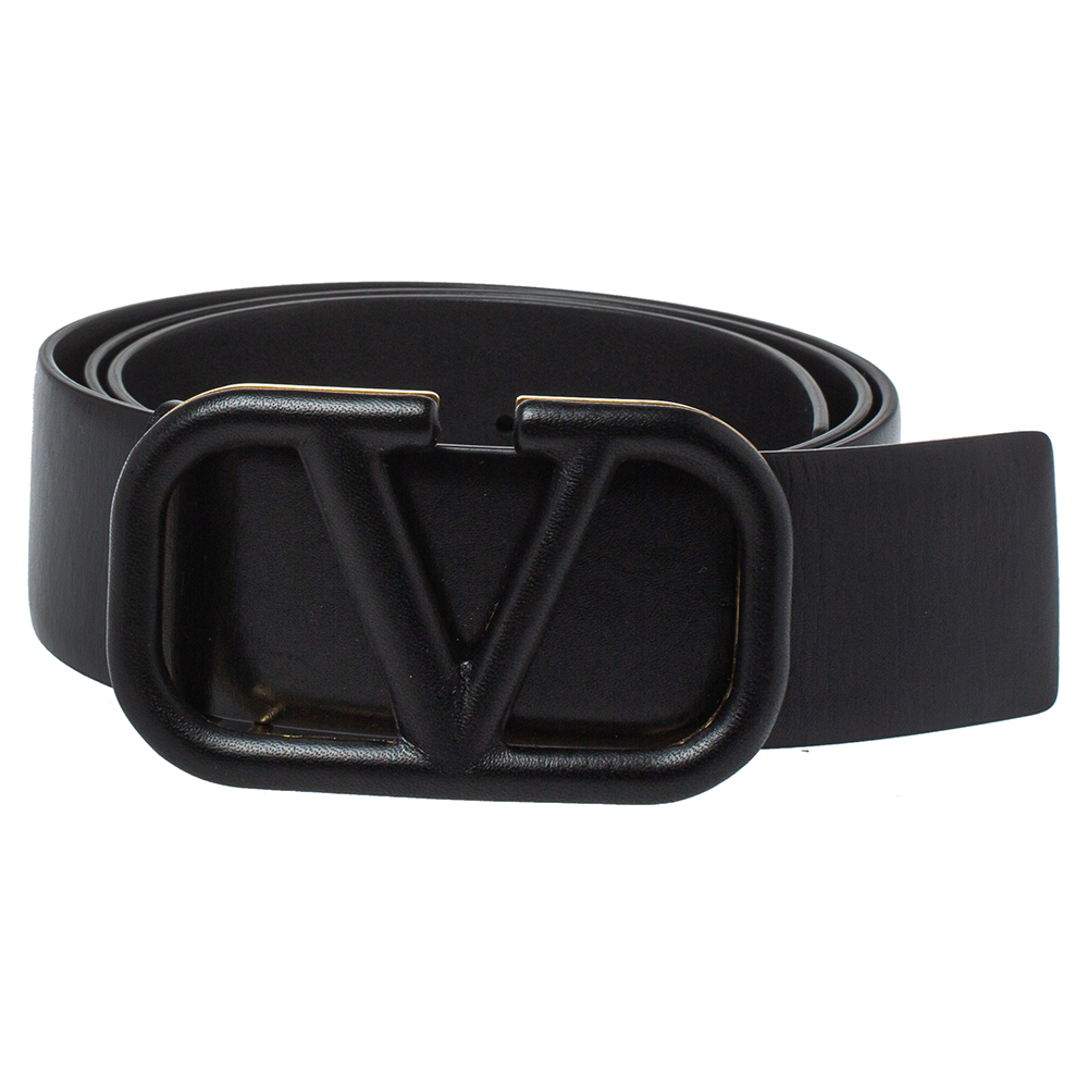 

Valentino Black Leather VLOGO Belt Size