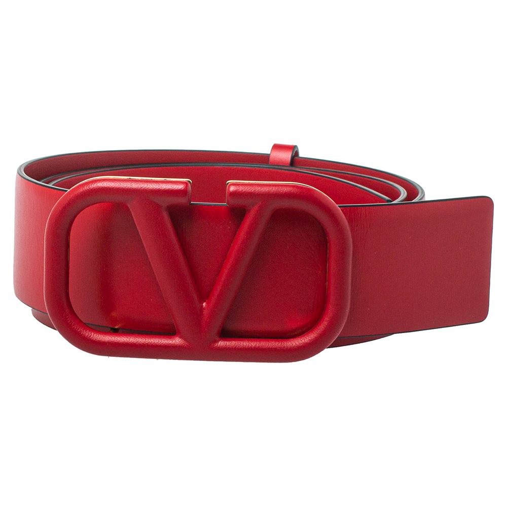 

Valentino Red Leather VLOGO Belt Size, Black