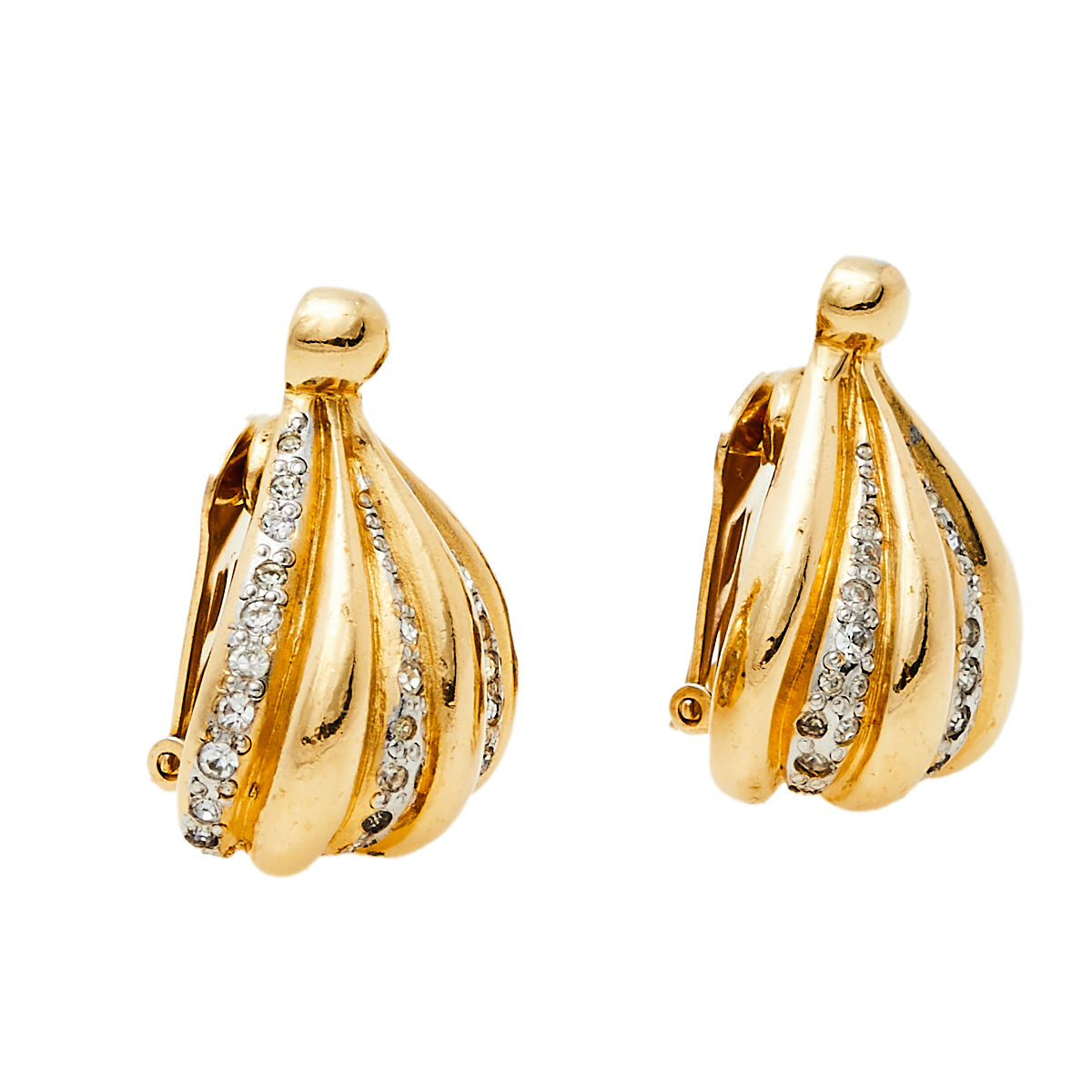 

Valentino Crystal Gold Tone Clip On Earrings