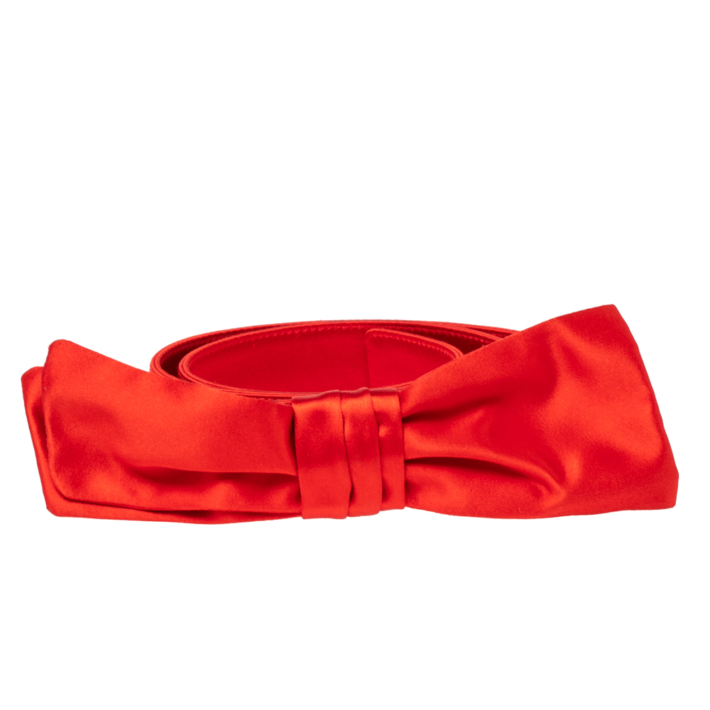 

Valentino Red Satin Bow Waist Belt