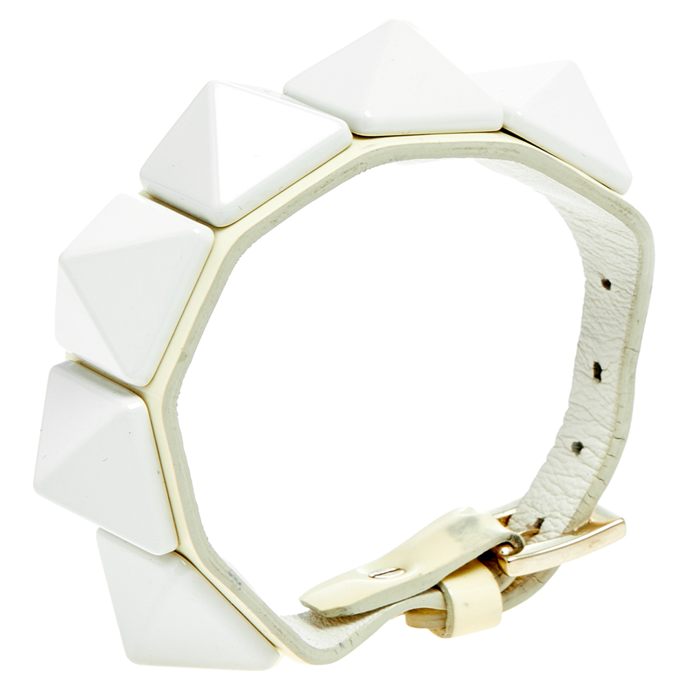 

Valentino White Patent Leather Large Rockstud Bracelet