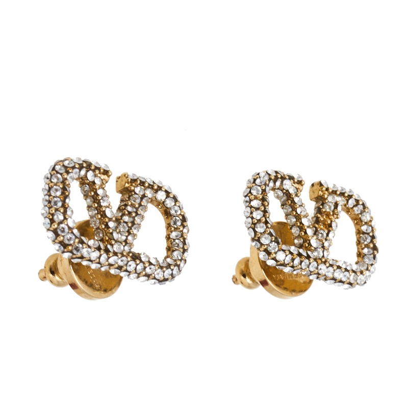 

Valentino Gold Tone Crystal Vlogo Stud Earrings