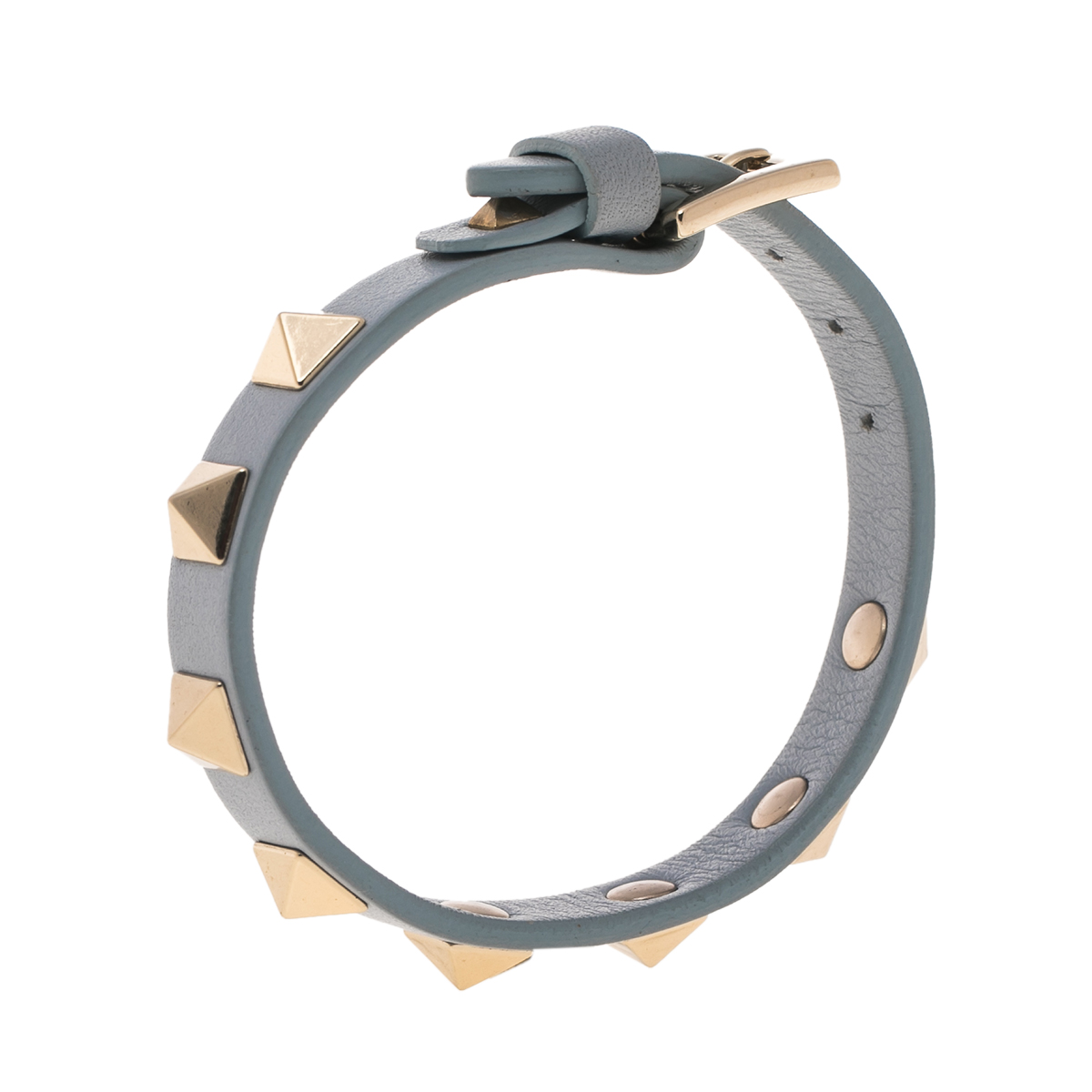 

Valentino Powder Blue Leather Rockstud Wrap Bracelet