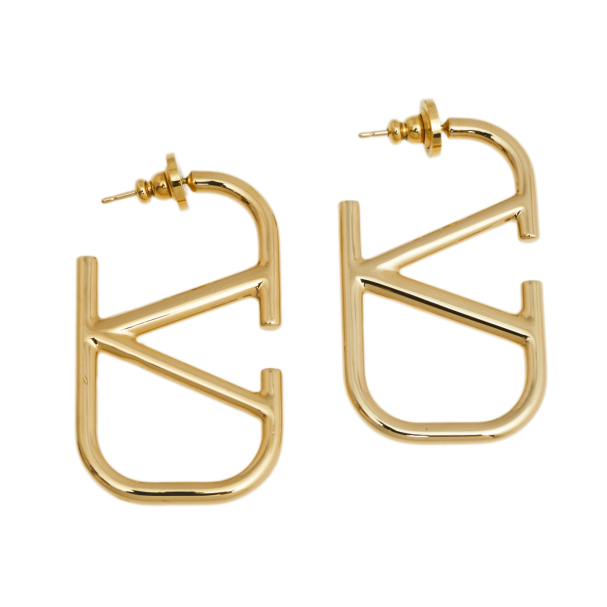 

Valentino Gold Tone VLogo Hoop Earrings