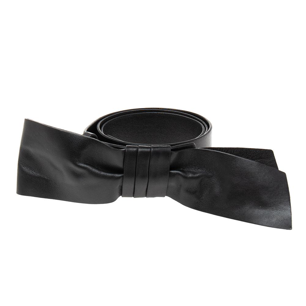 

Valentino Black Leather Bow Waist Belt
