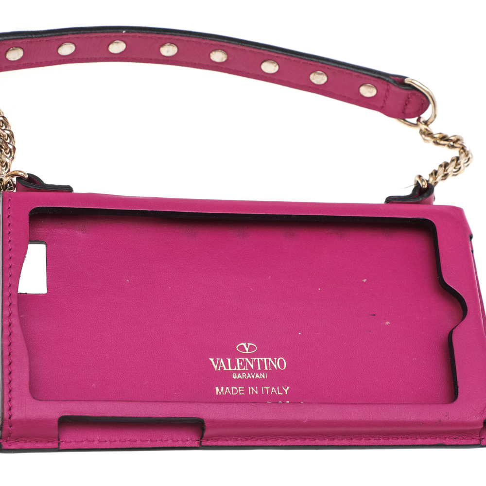 

Valentino Pink Leather Rockstud Wristlet Phone Case