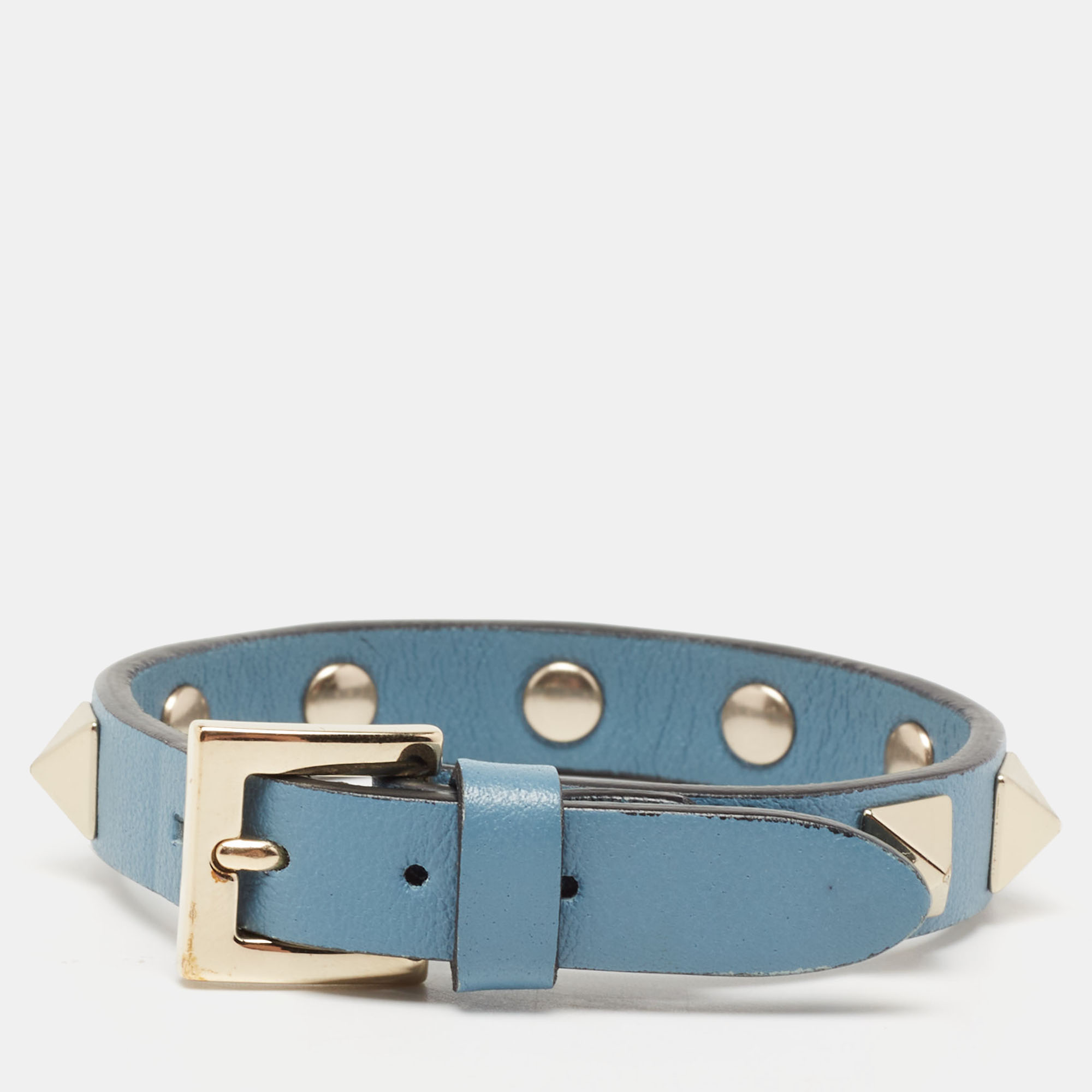 

Valentino Blue Leather Rockstud Wrap Bracelet