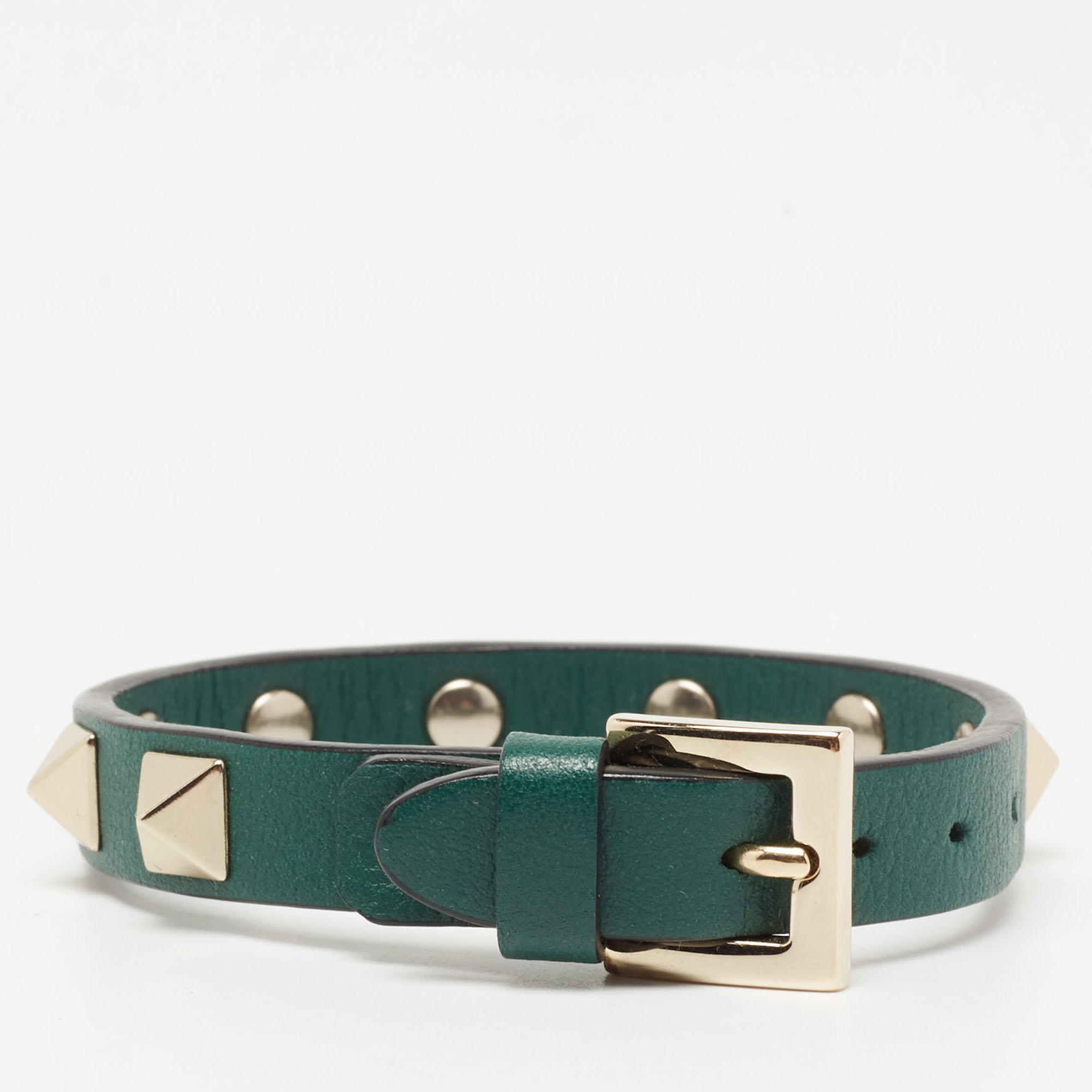 

Valentino Green Leather Rockstud Bracelet