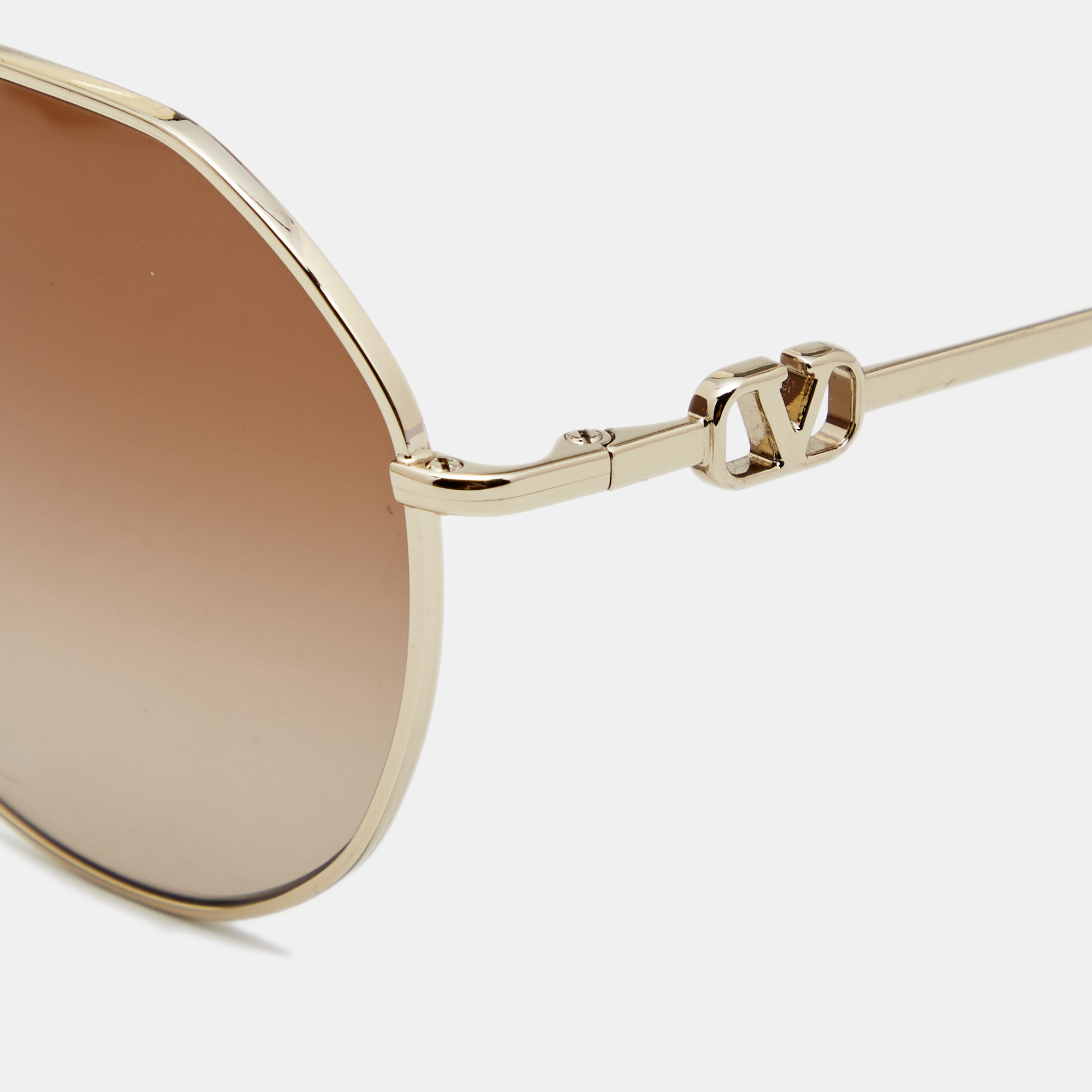 

Valentino Gold Tone/ Brown Gradient VA 2043 V Logo Chain Sunglasses