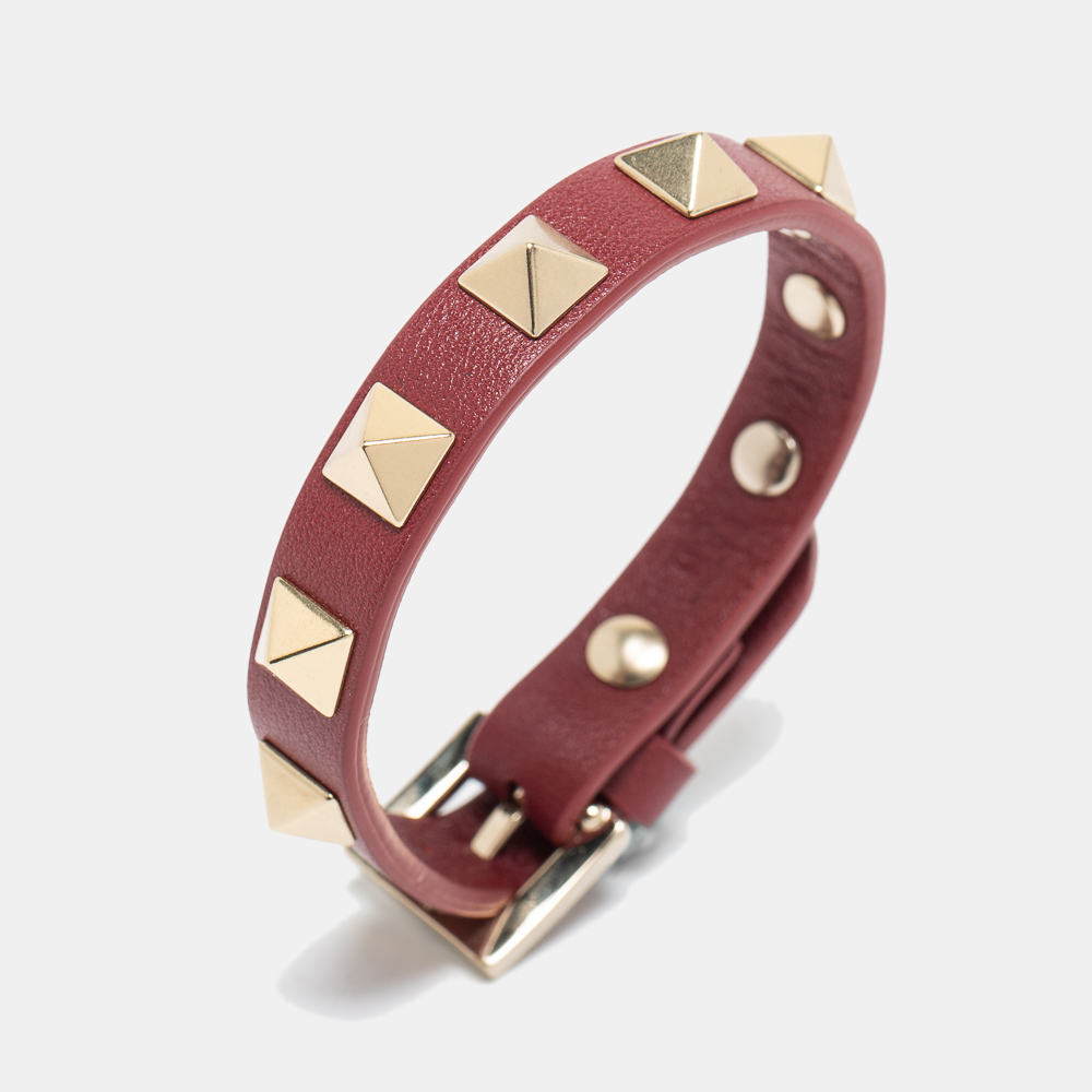 

Valentino Rockstud Leather Gold Tone Bracelet