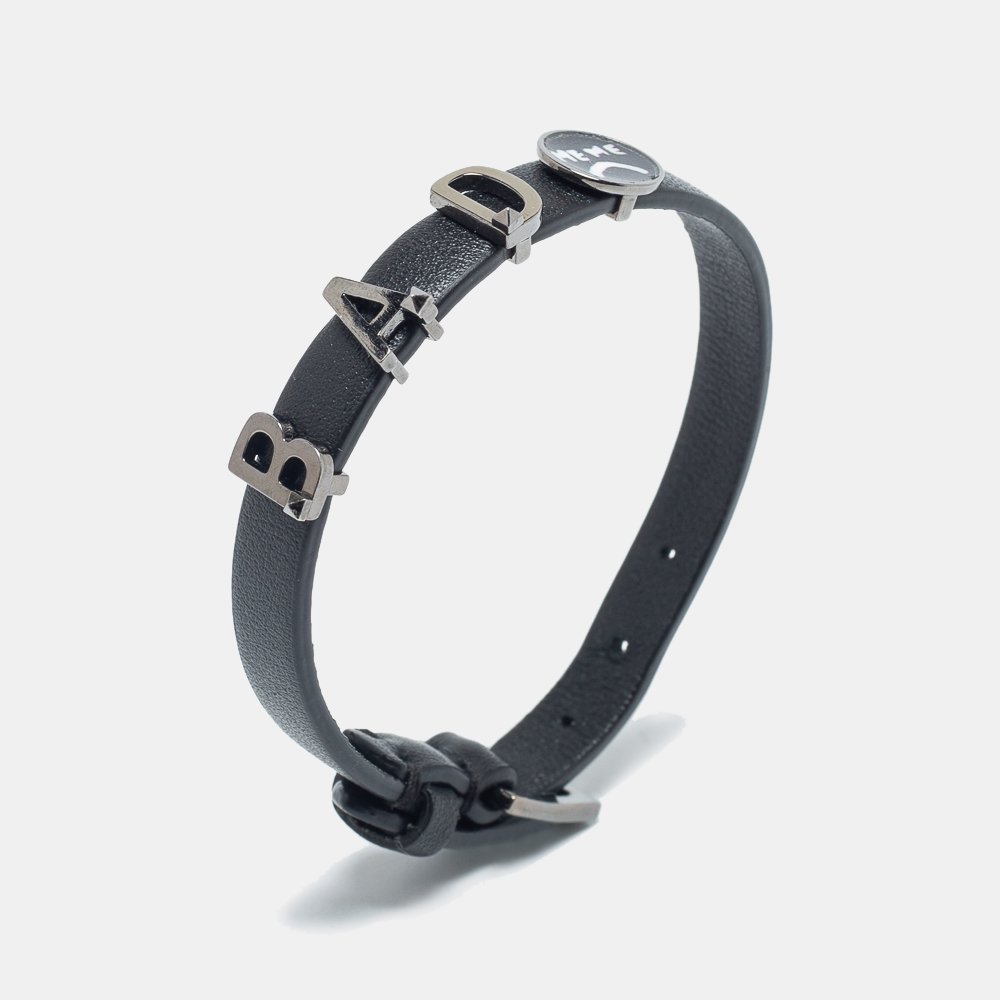 

Valentino Black Leather Letters Charm Wrap Bracelet