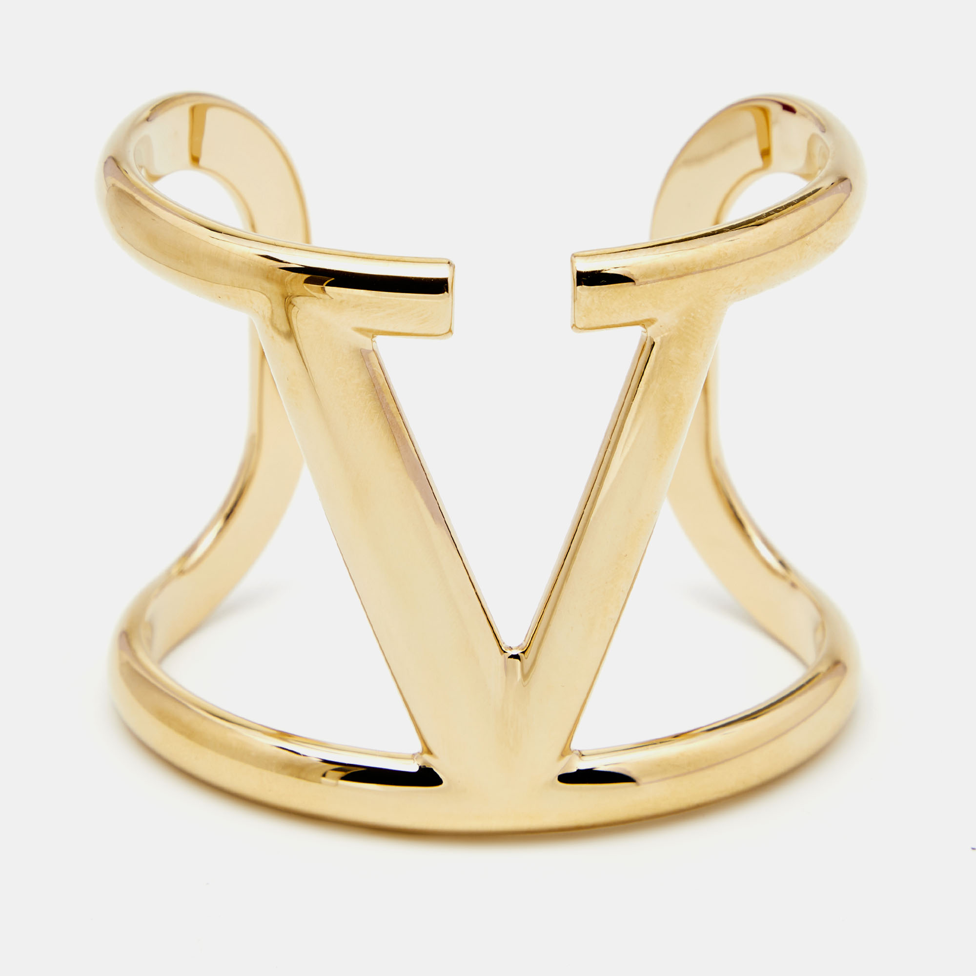 

Valentino Gold Tone VLogo Wide Cuff Bracelet