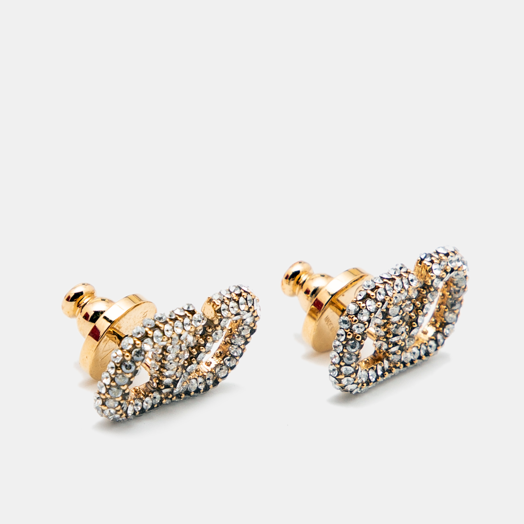 

Valentino Gold Tone Crystal VLogo Stud Earrings