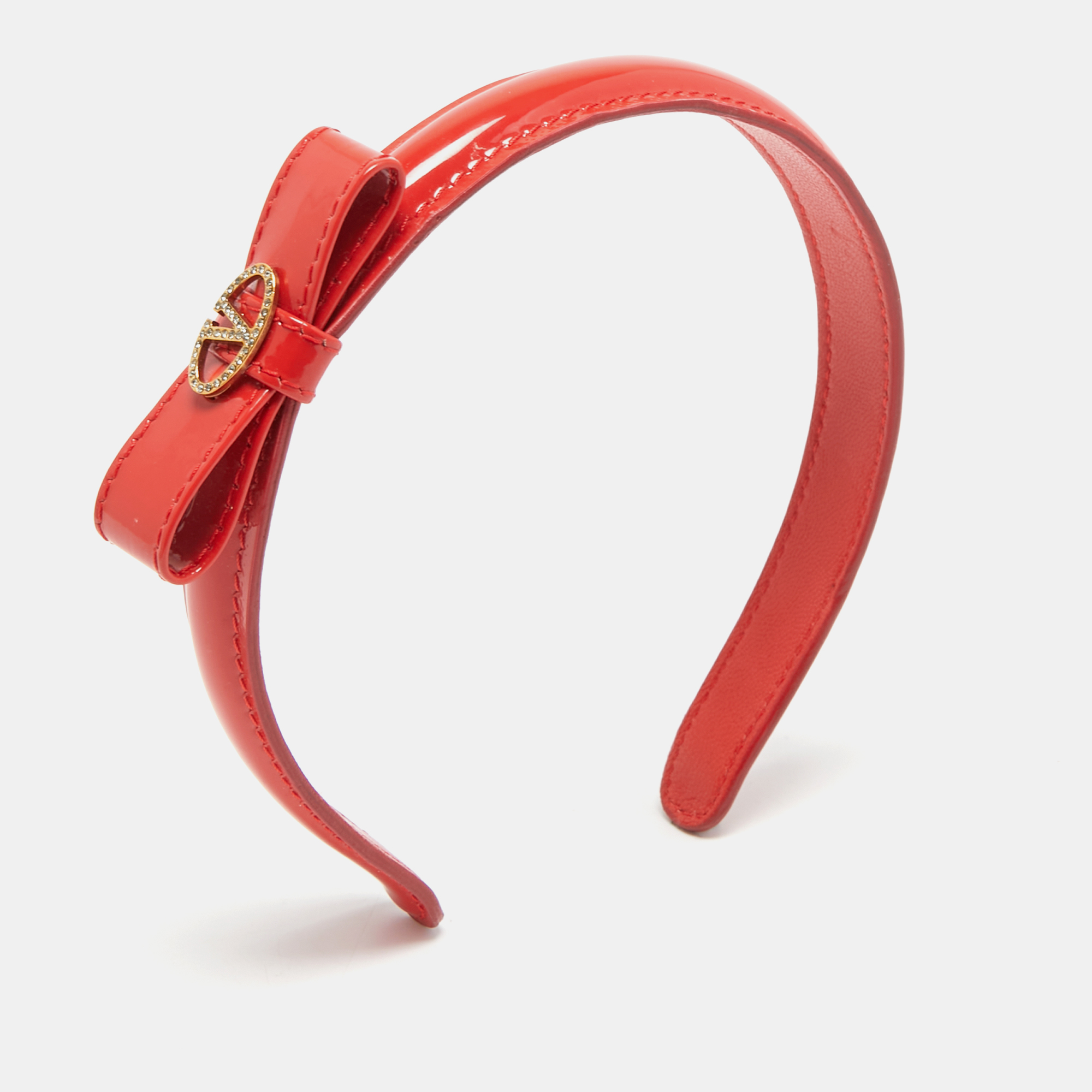 Pre-owned Valentino Garavani Red Leather Bow Headband