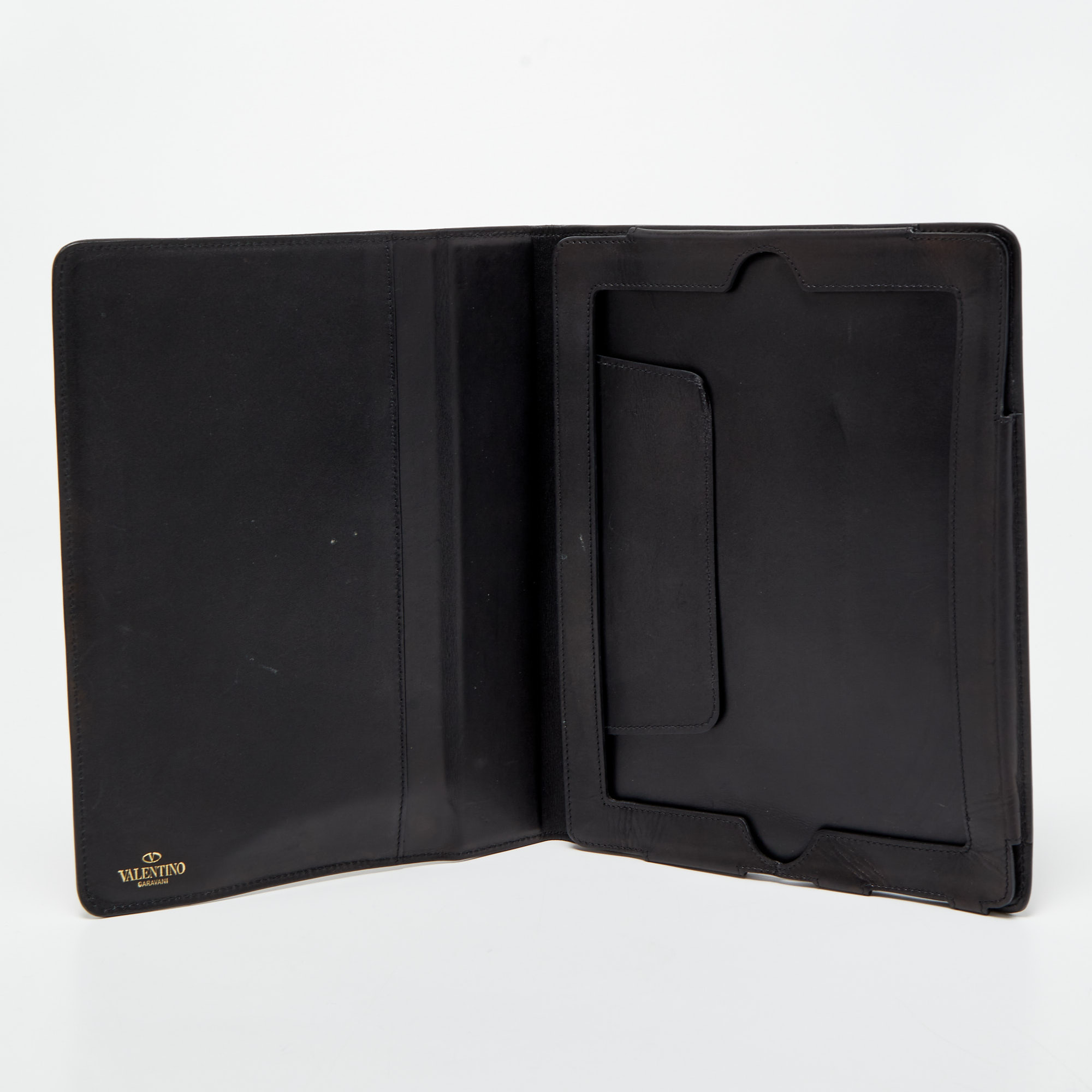 

Valentino Black Leather Rockstud Around iPad Case