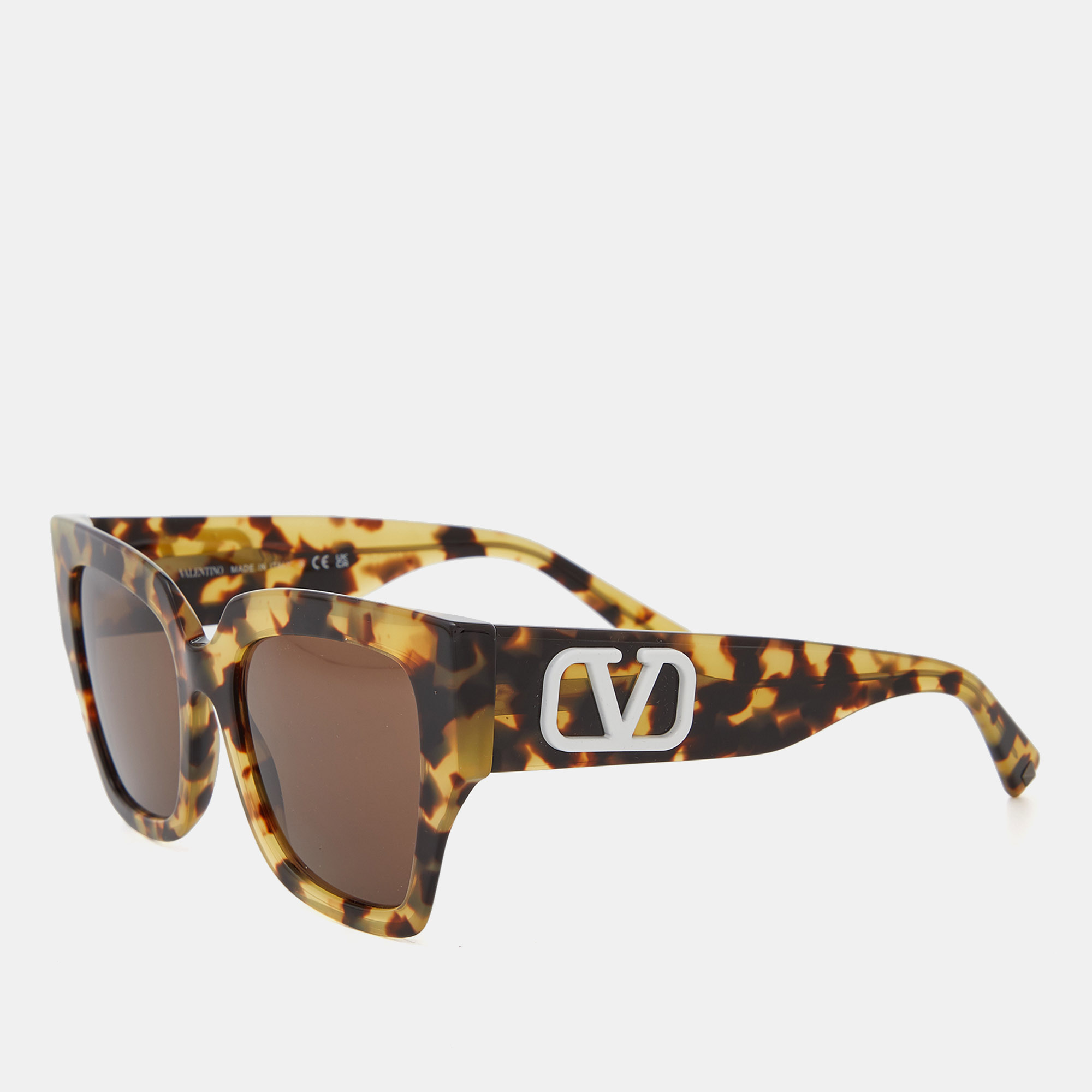 

Valentino Havana Brown/Beige VA 4082 Oversized Square Sunglasses, Multicolor