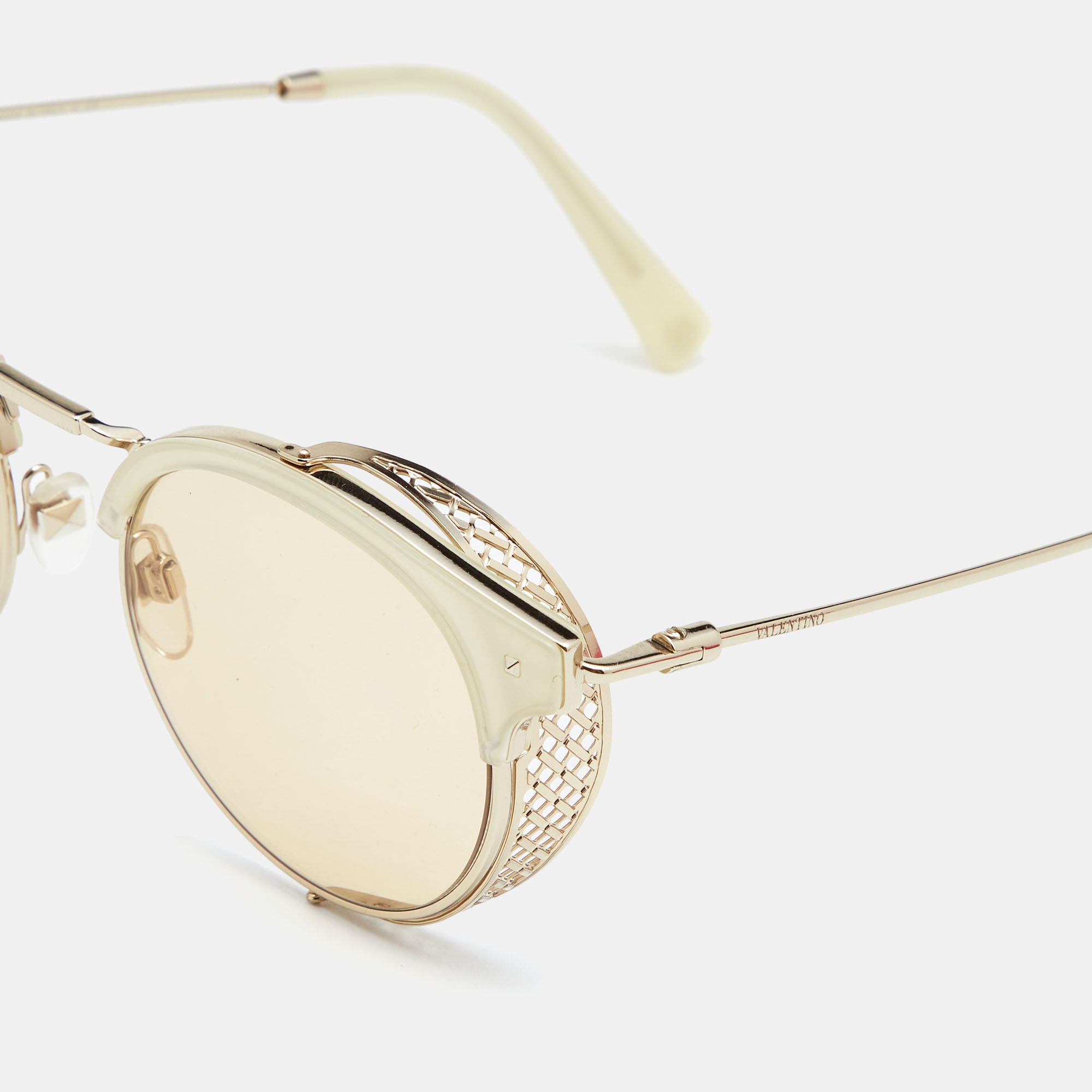 

Valentino Gold/Beige VA 2008Z Movable Frame Round Sunglasses