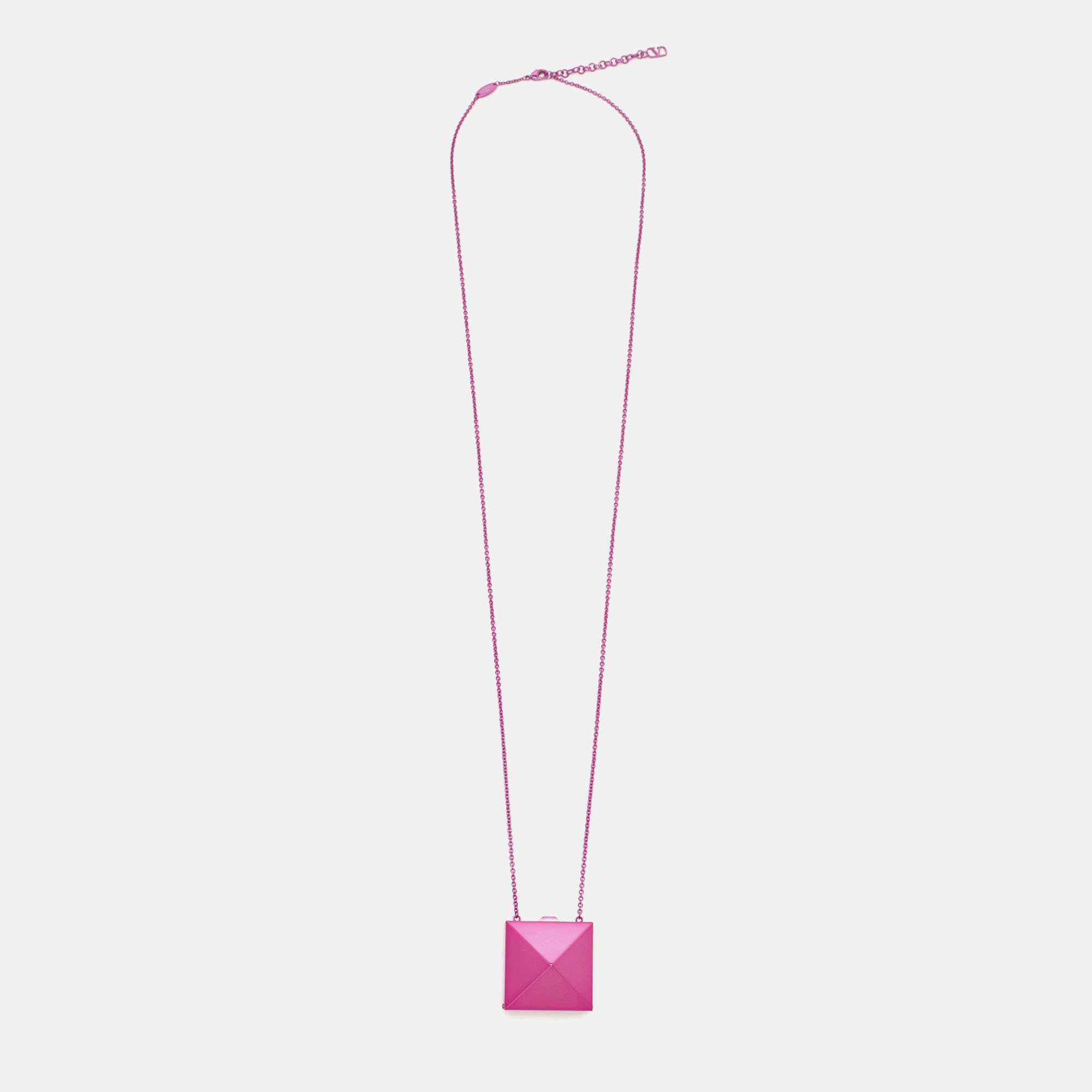 

Valentino Purple Pink Rockstud Mirror Box Pendant Chain Necklace