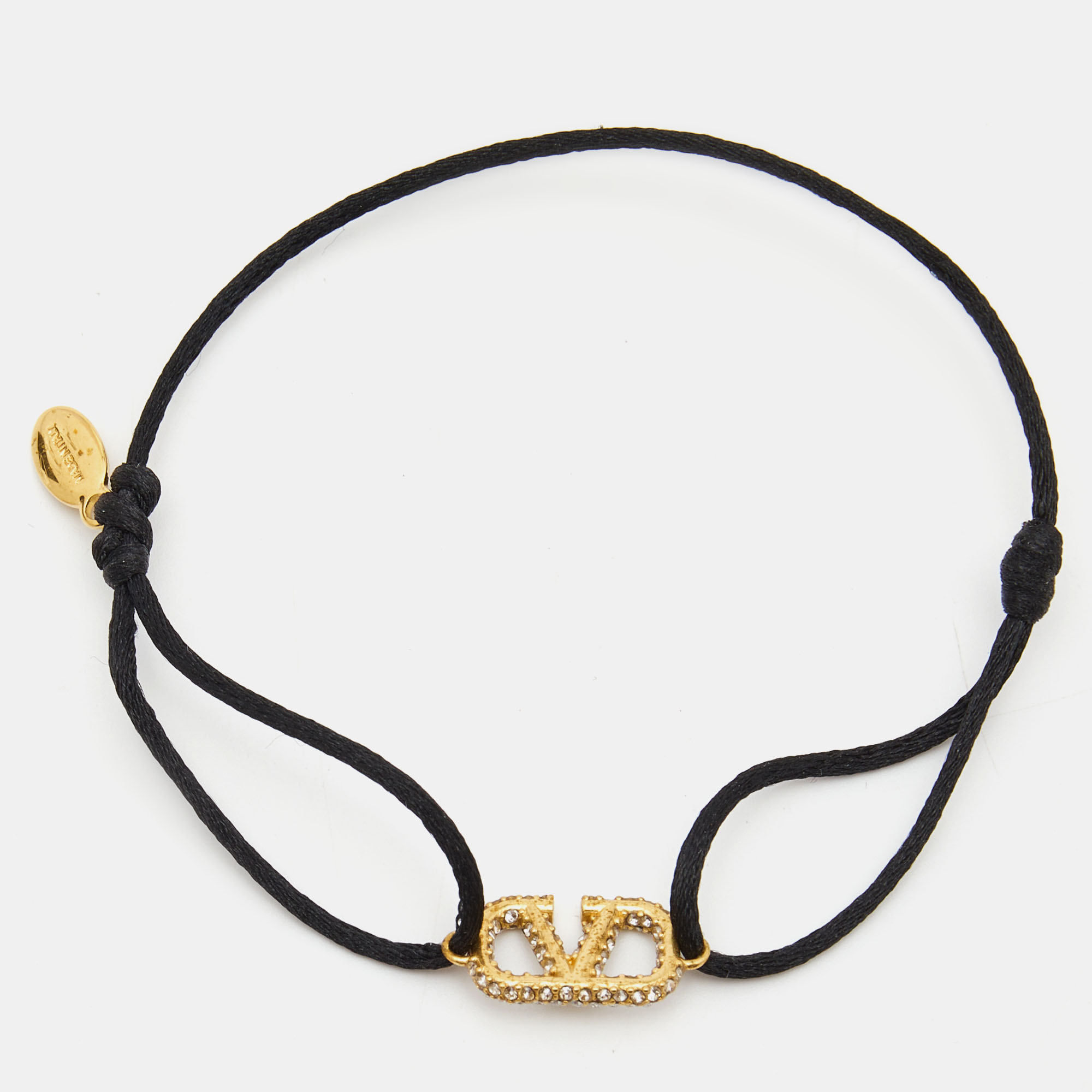 

Valentino VLogo Crystal-Embellished Gold Tone Cord Bracelet