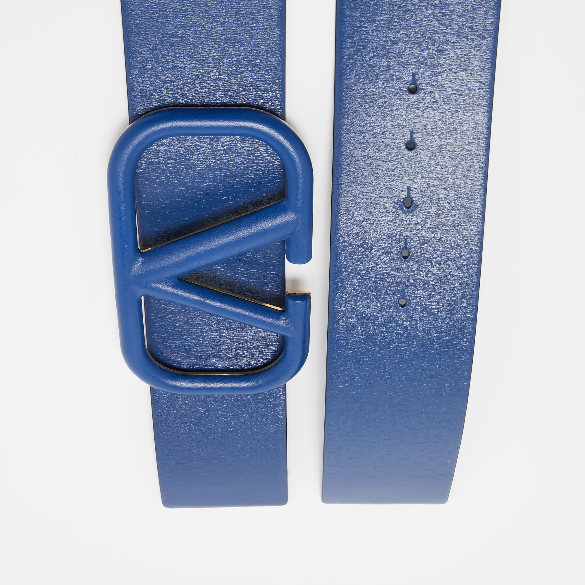 

Valentino Blue Leather VLogo Waist Belt