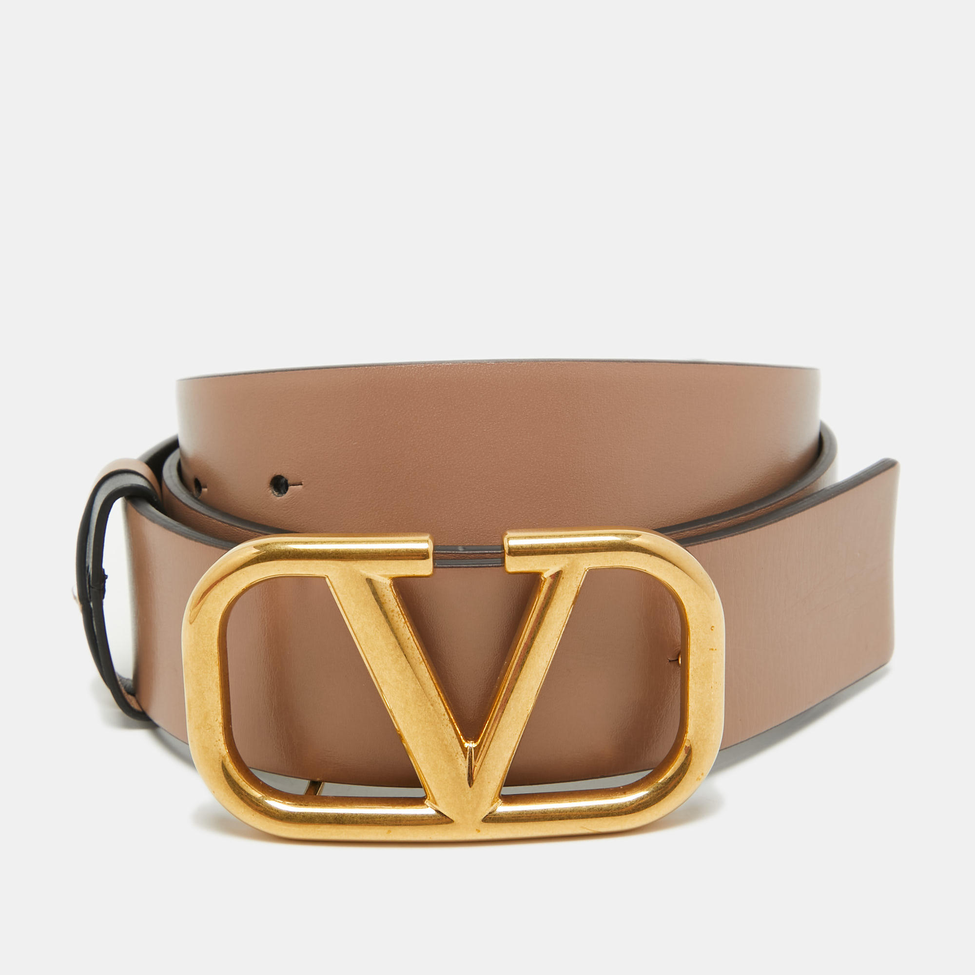 

Valentino Black/Dusty Pink Leather VLogo Reversible Belt