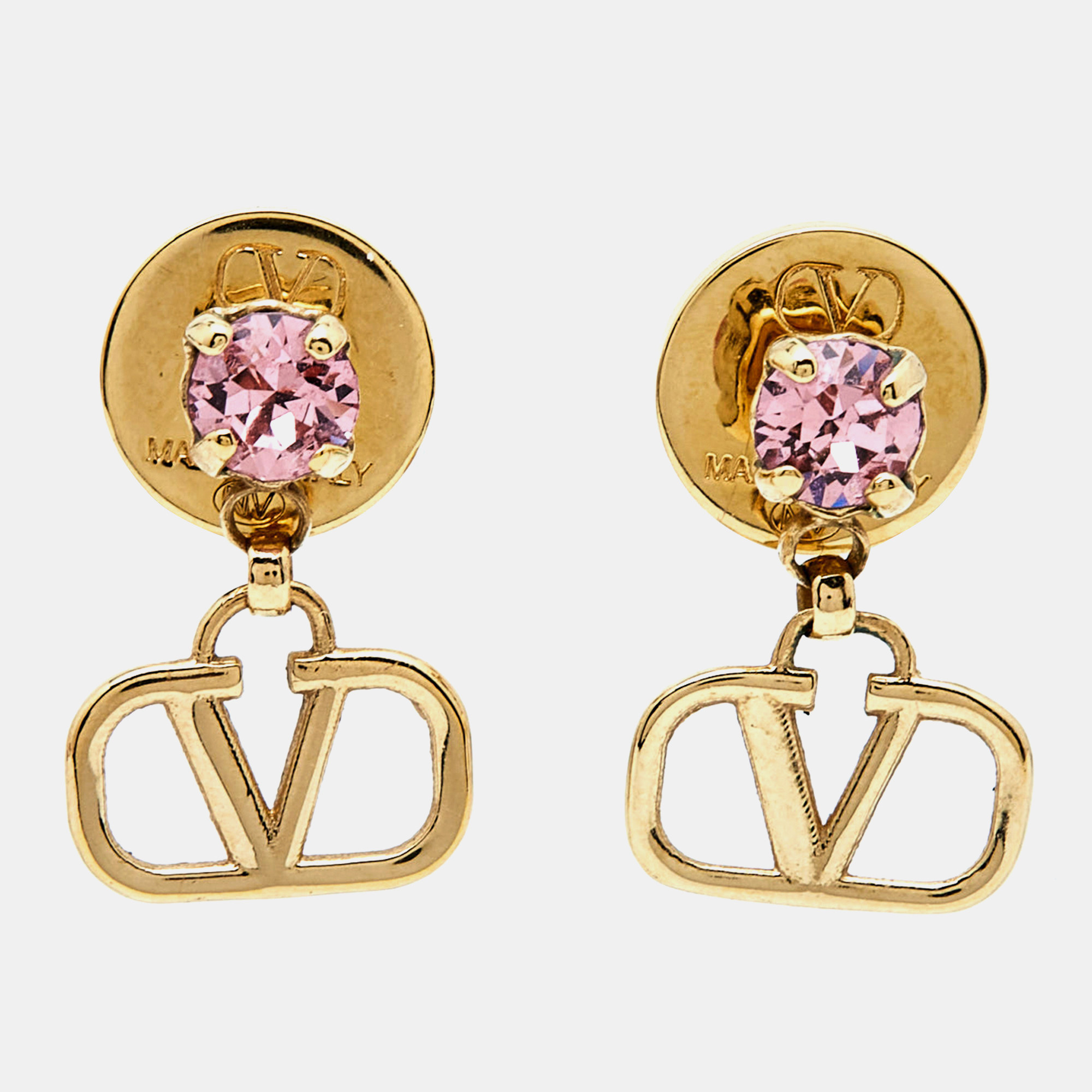 

Valentino Vlogo Crystal Gold Tone Earrings