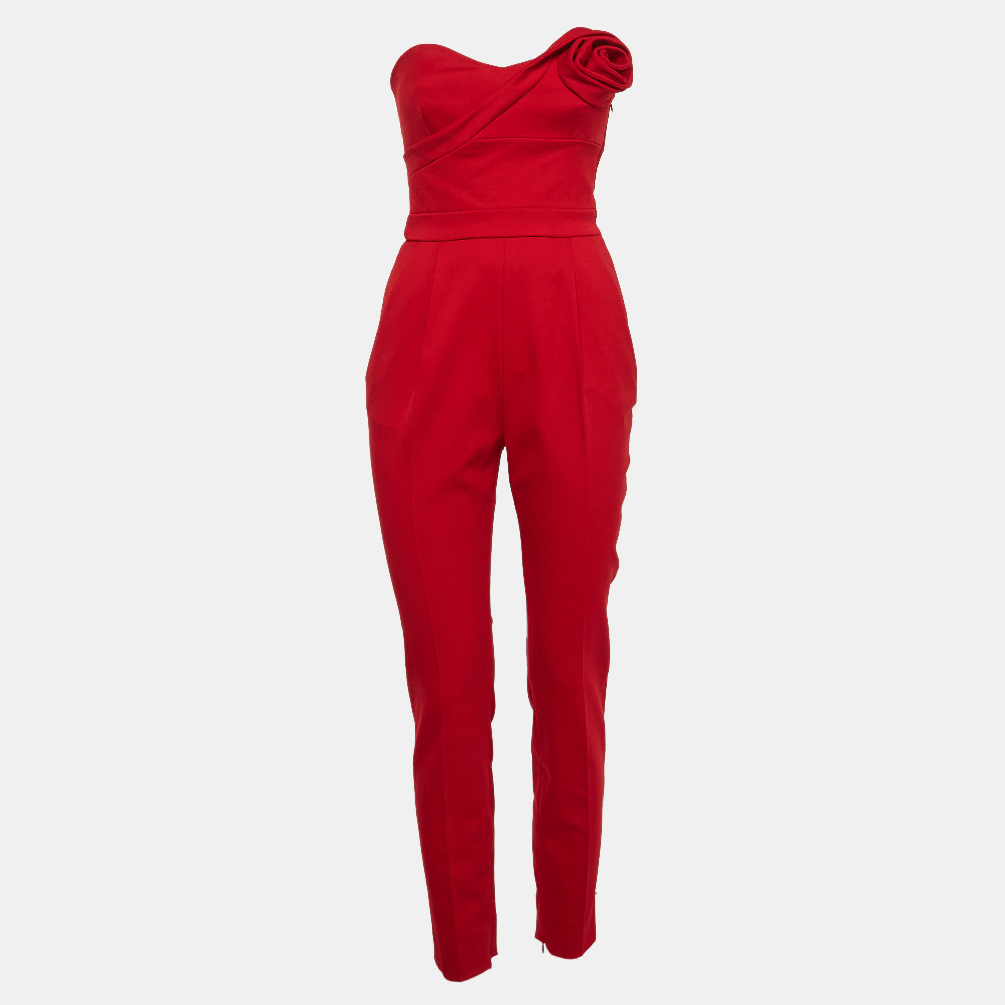 

Valentino Red Wool Strapless Jumpsuit S