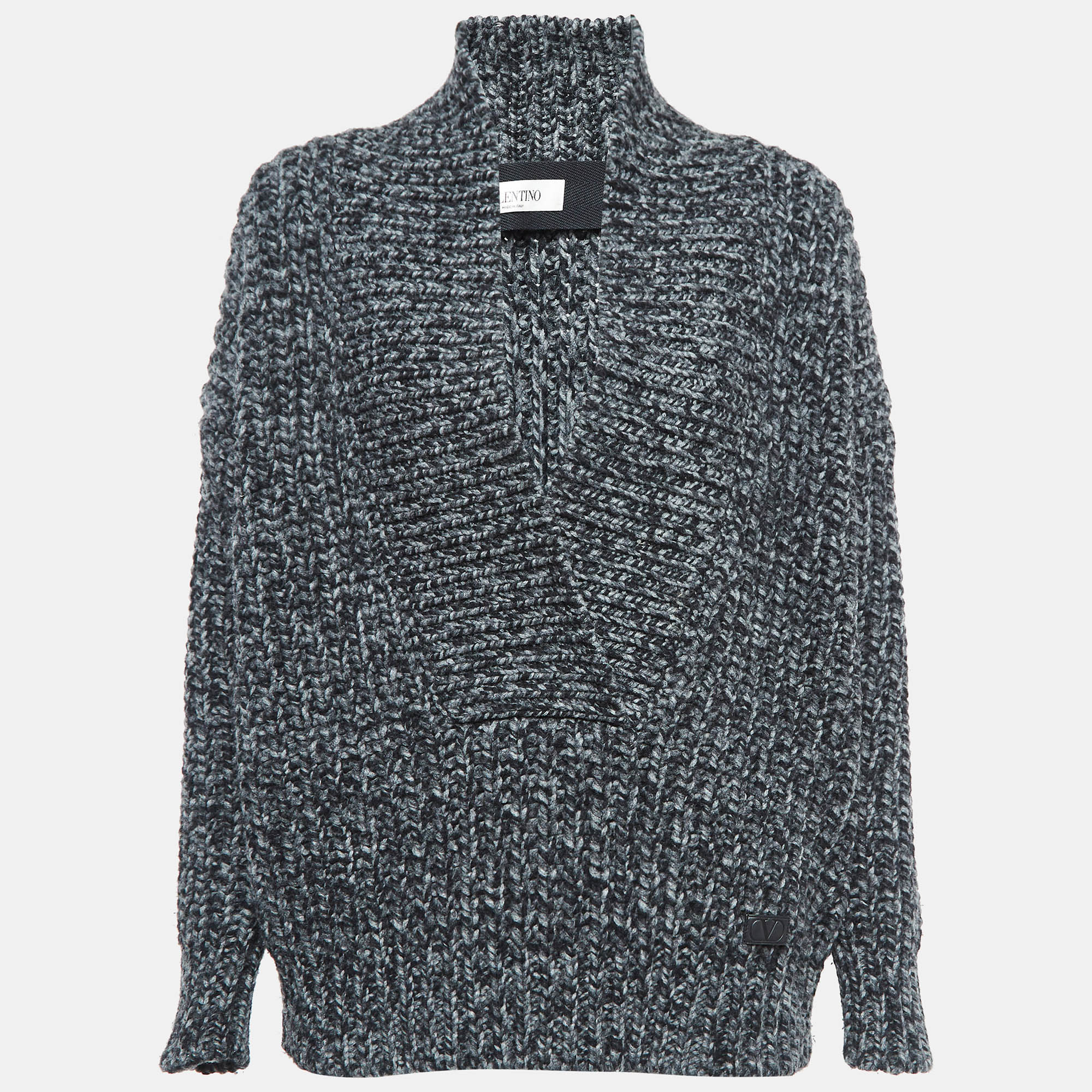 

Valentino Grey Wool Knit V Neck Knit Sweater XS