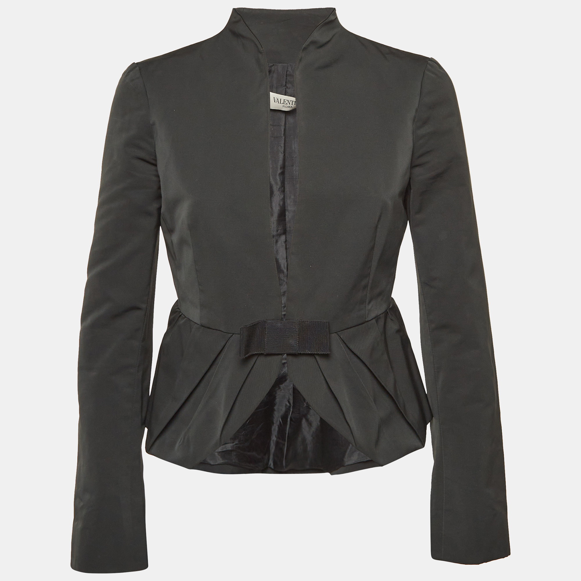 

Valentino Black Nylon Blend Bow Detail Blazer S