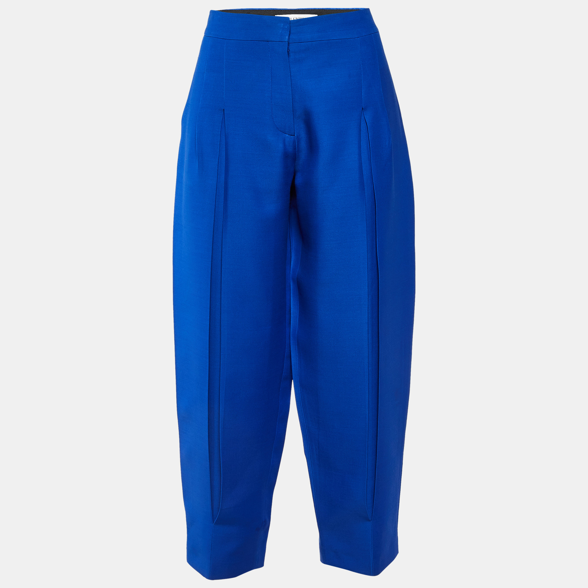 

Valentino Blue Wool & Silk Pleated Tapered Trousers M