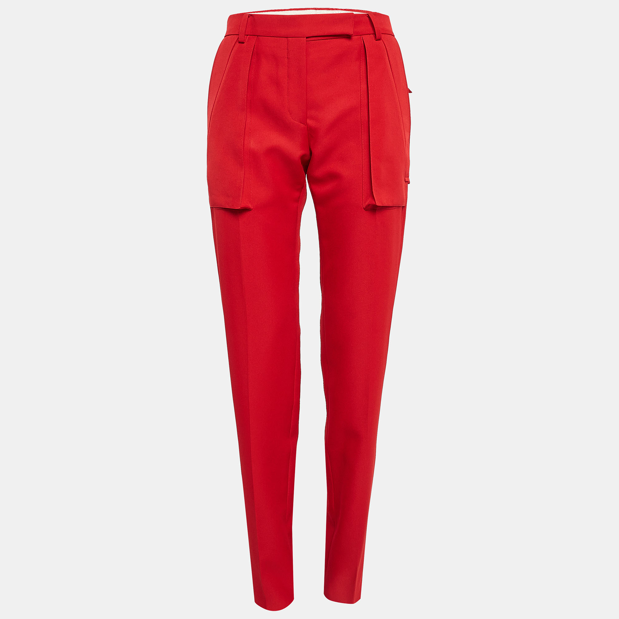 

Valentino Red Gabardine Straight-Leg Trousers S